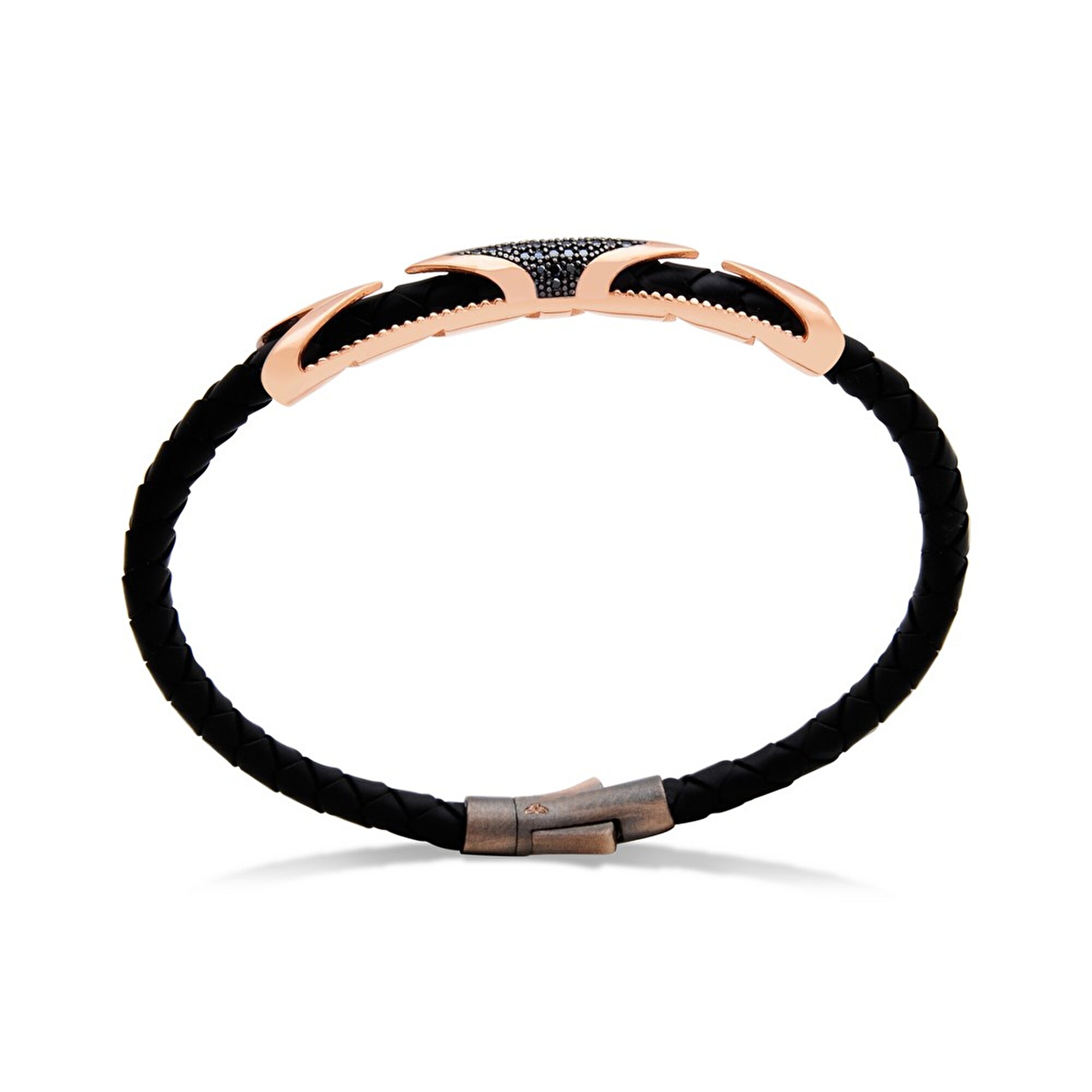 14 Ayar Rose Altın Deri Erkek Bileklik