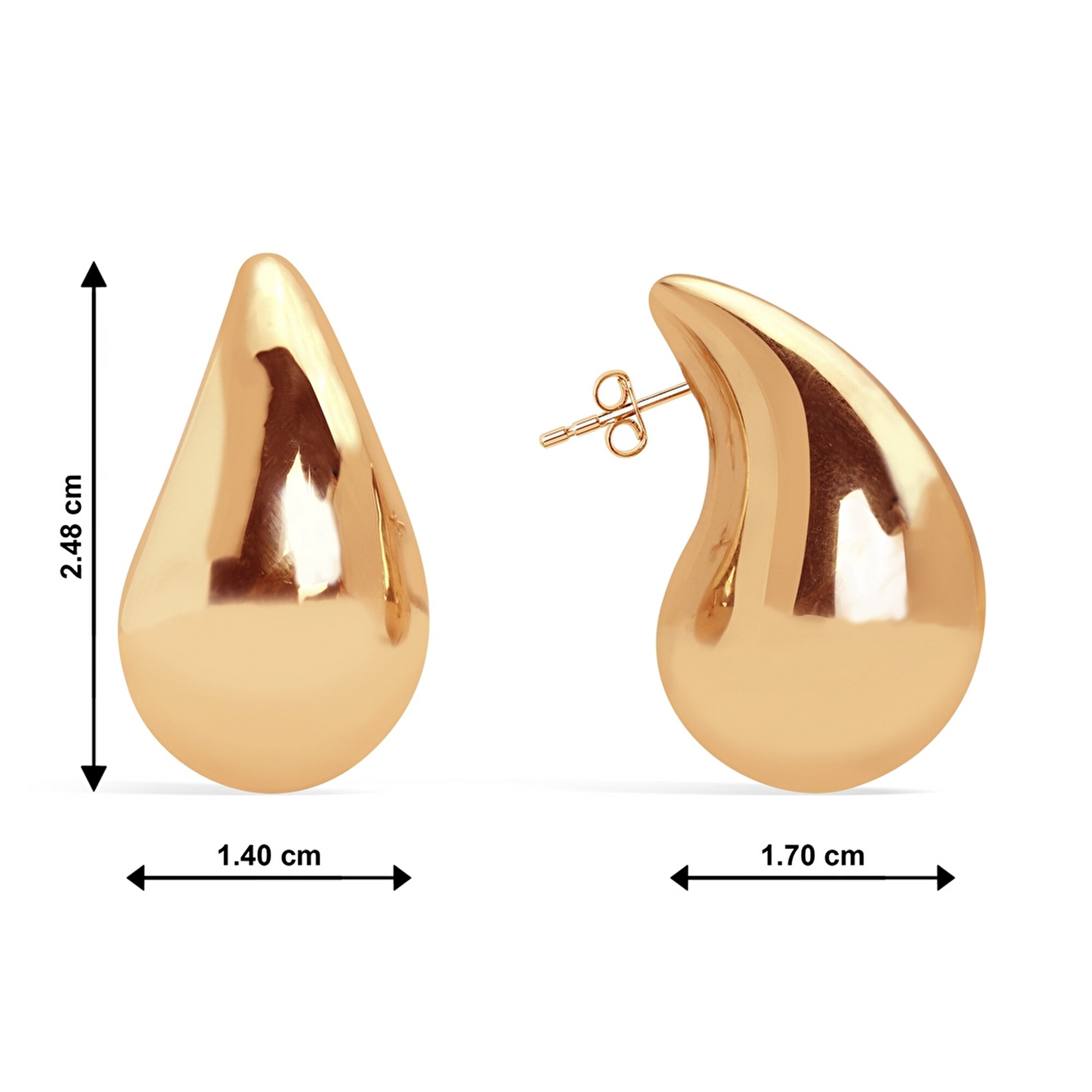 14 Ayar Rose Altın Gözyaşı Damlası Küpe