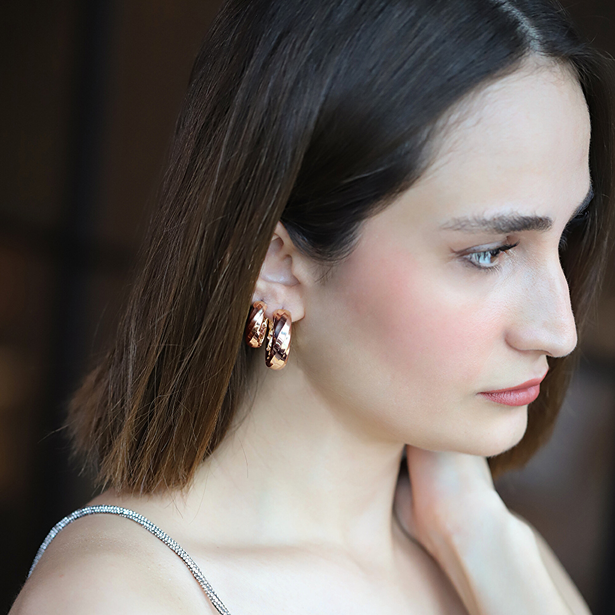 14 Ayar Rose Altın Halka Küpe