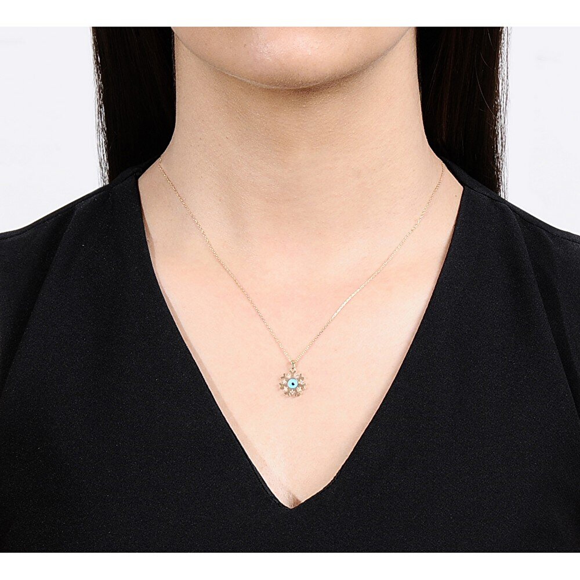 14 Ayar Rose Altın Kar Tanesi Figürlü Kolye