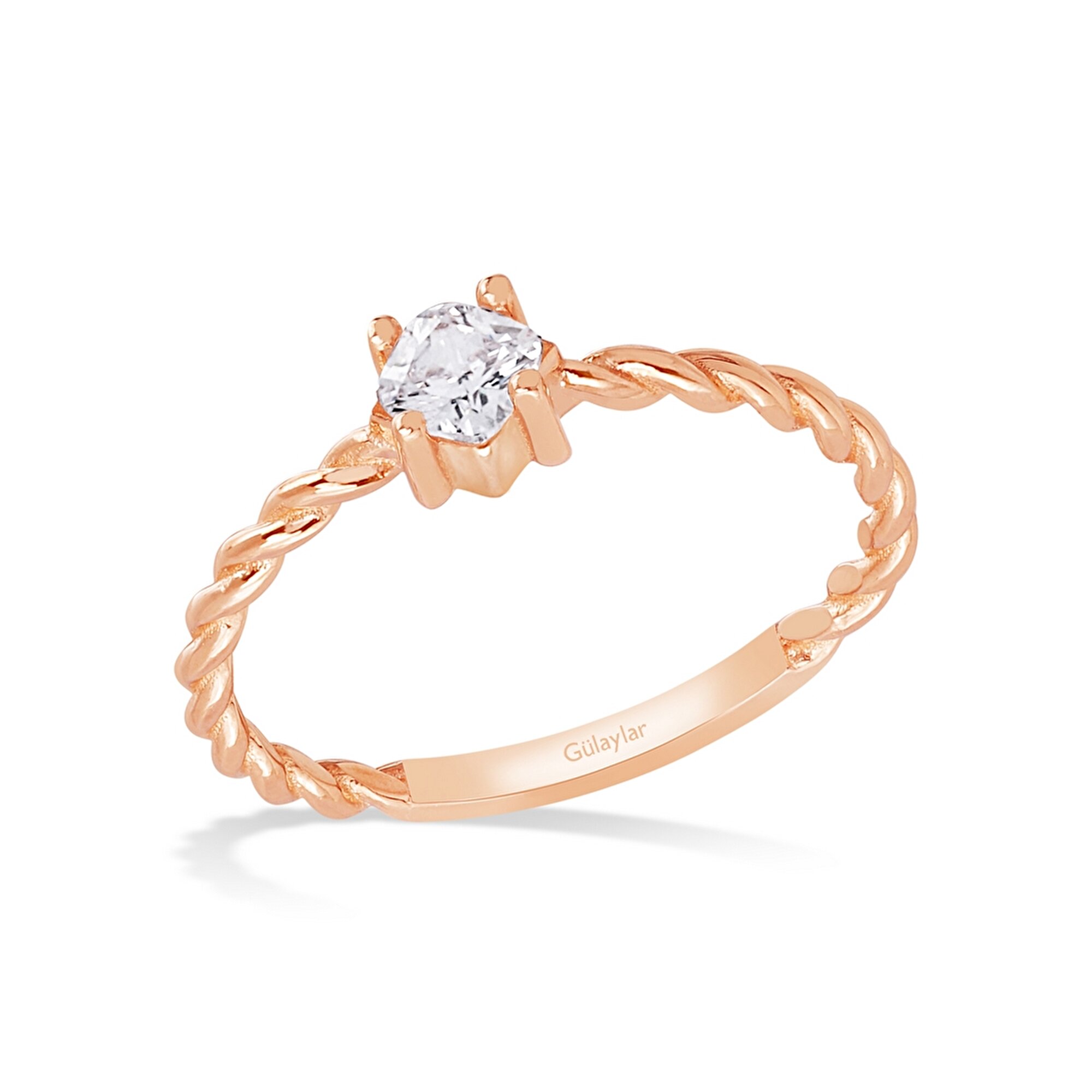 14 Ayar Rose Altın Tektaş Yüzük