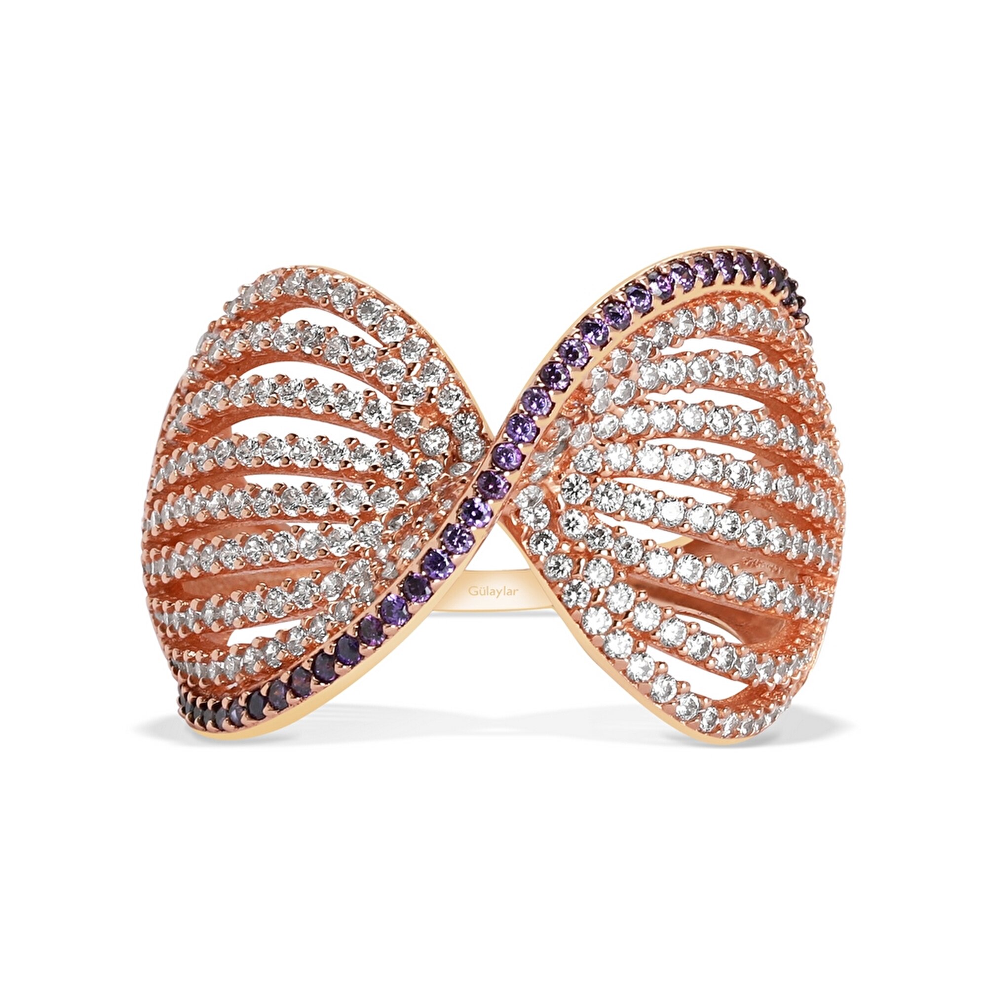 14 Ayar Rose Altın Renkli Taşlı Yüzük