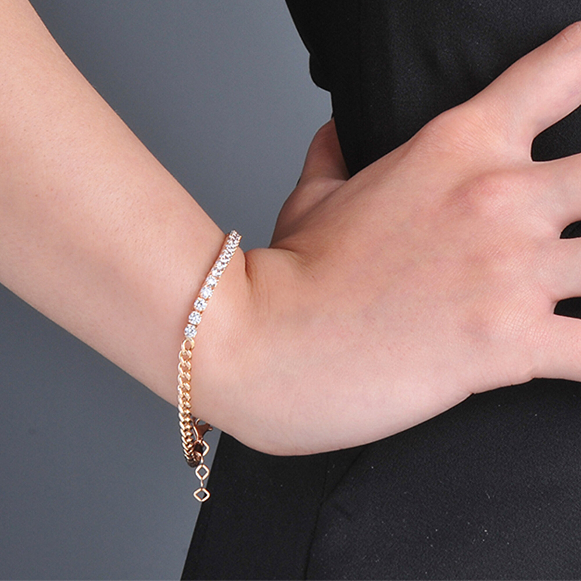 14 Ayar Rose Altın Trend Zincir Bileklik