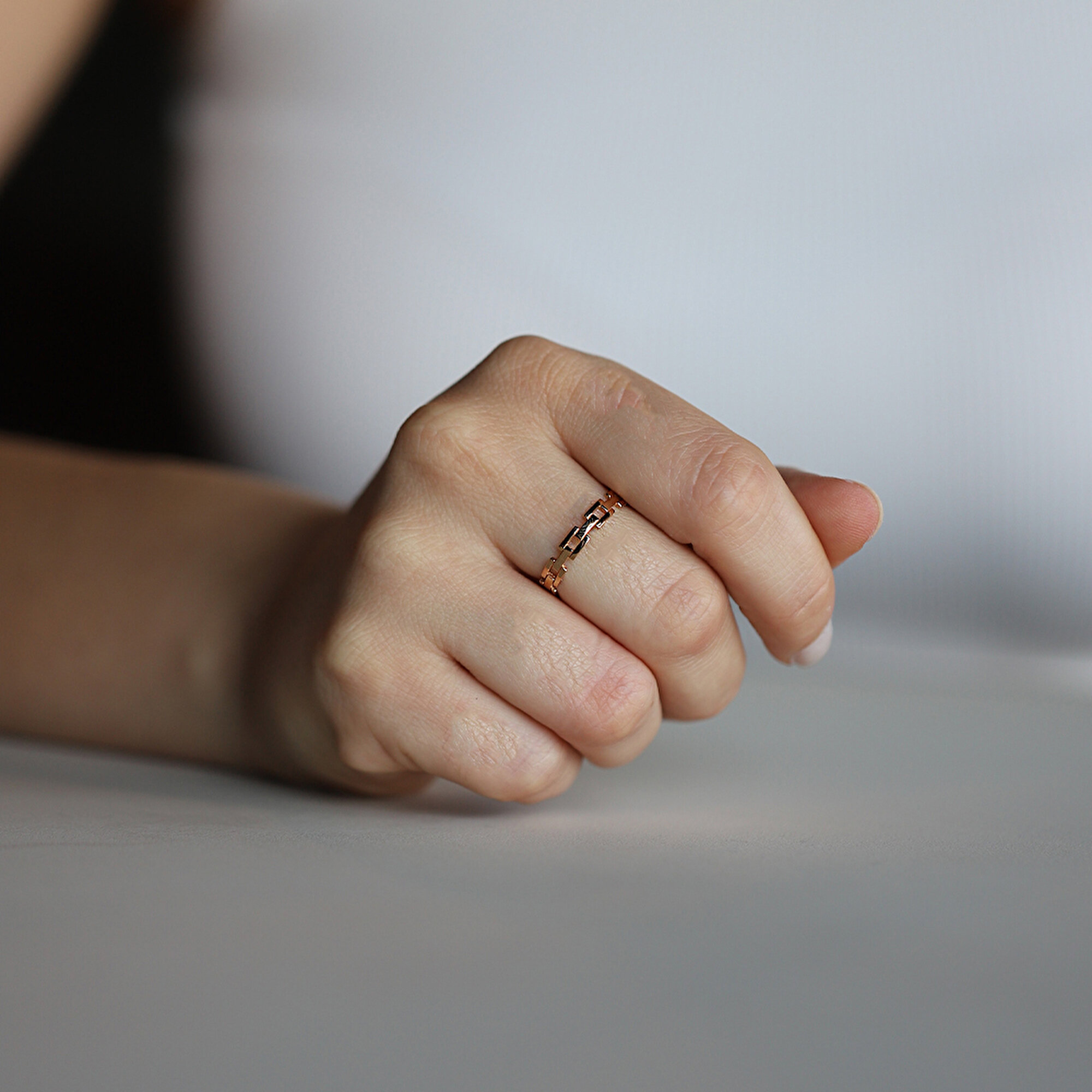 14 Ayar Rose Altın Zincir Yüzük