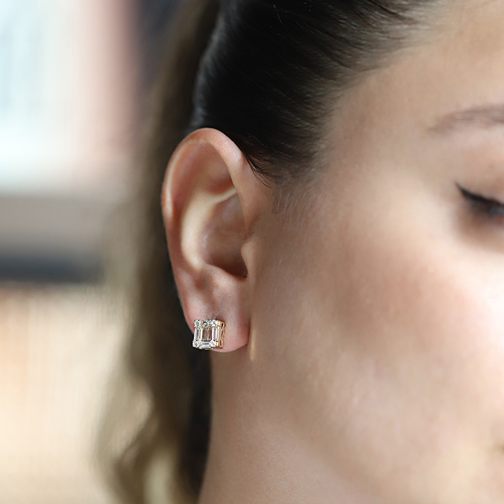 14 Ayar Sarı Altın Baget Küpe