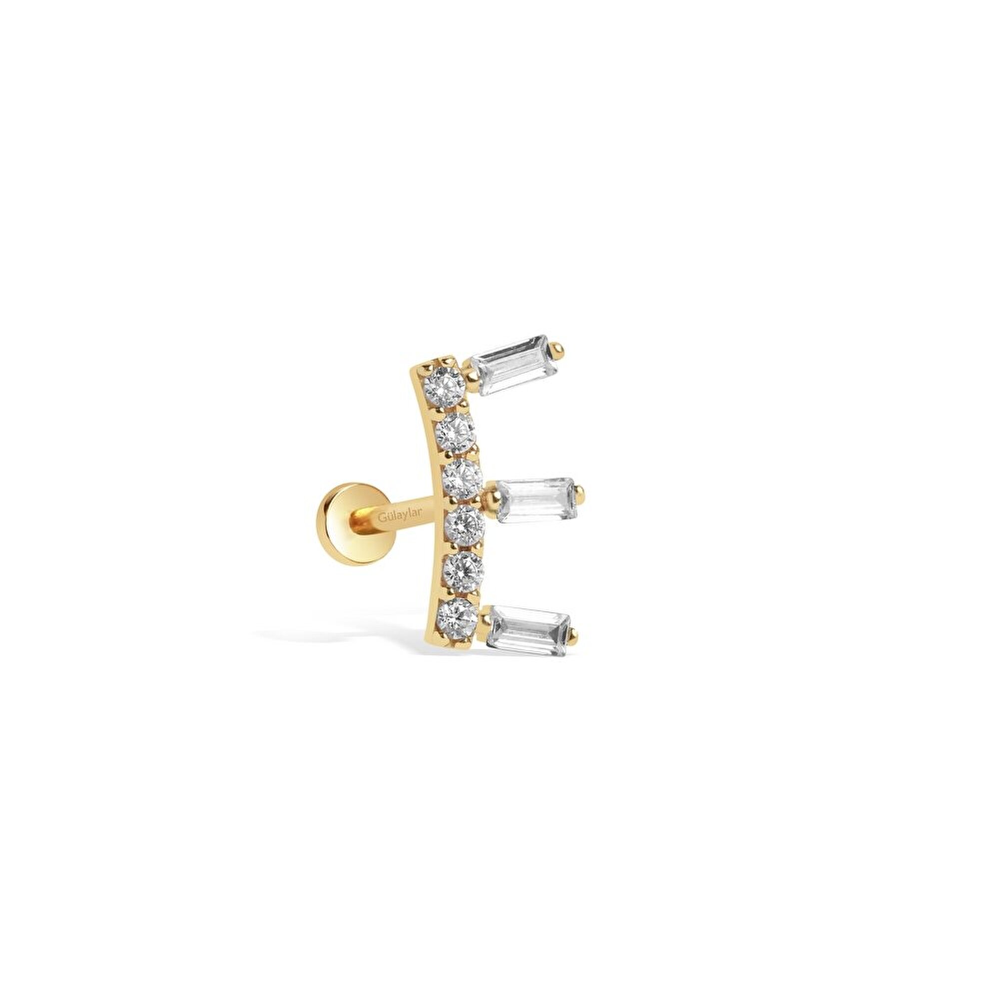 14 Ayar Sarı Altın Baget Tragus Piercing