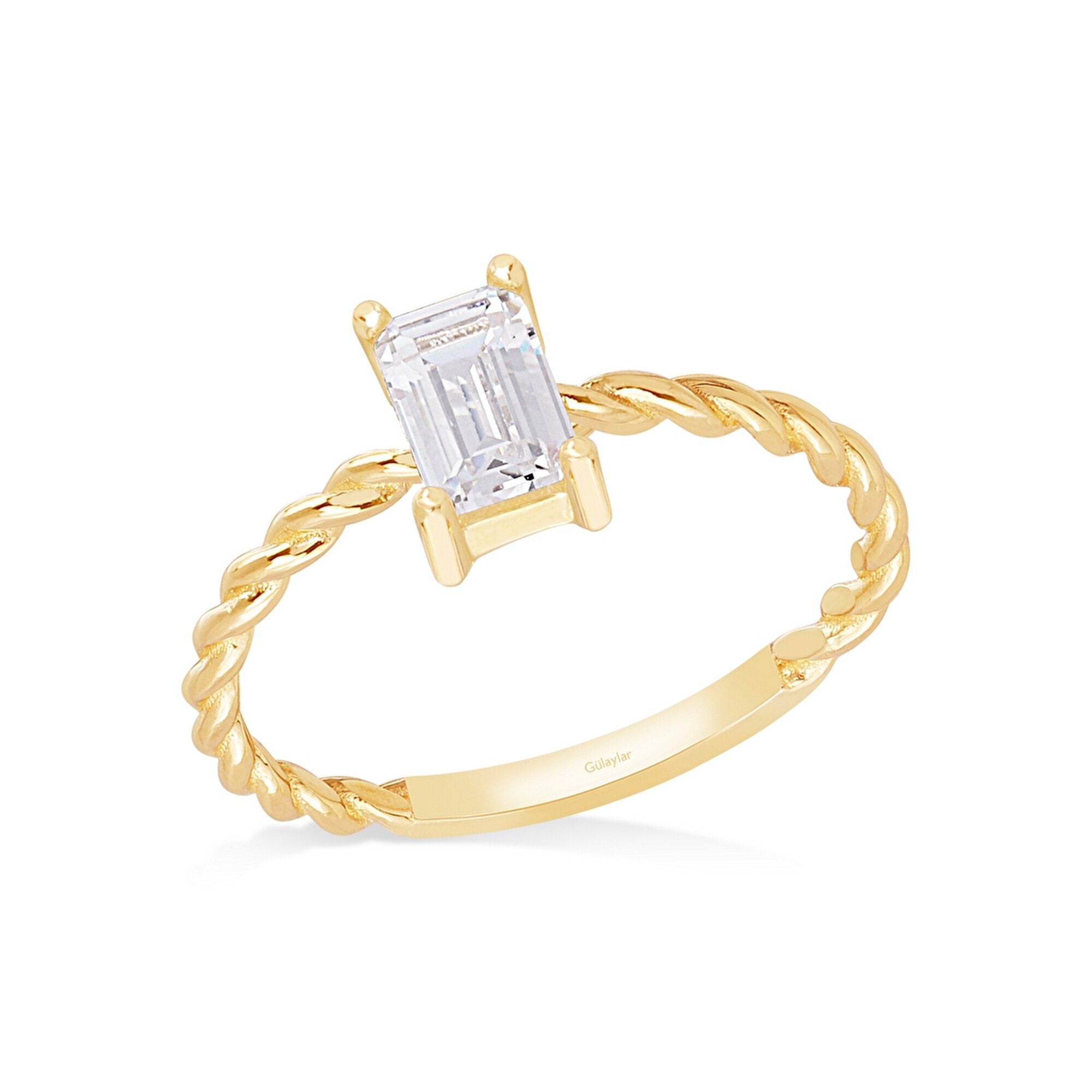 14 Ayar Sarı Altın Baget Yüzük