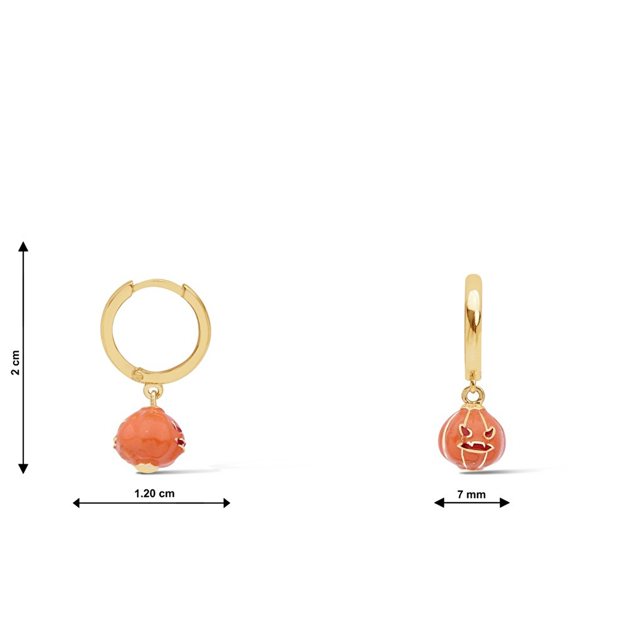 14 Ayar Sarı Altın Bal Kabağı Figürlü Küpe