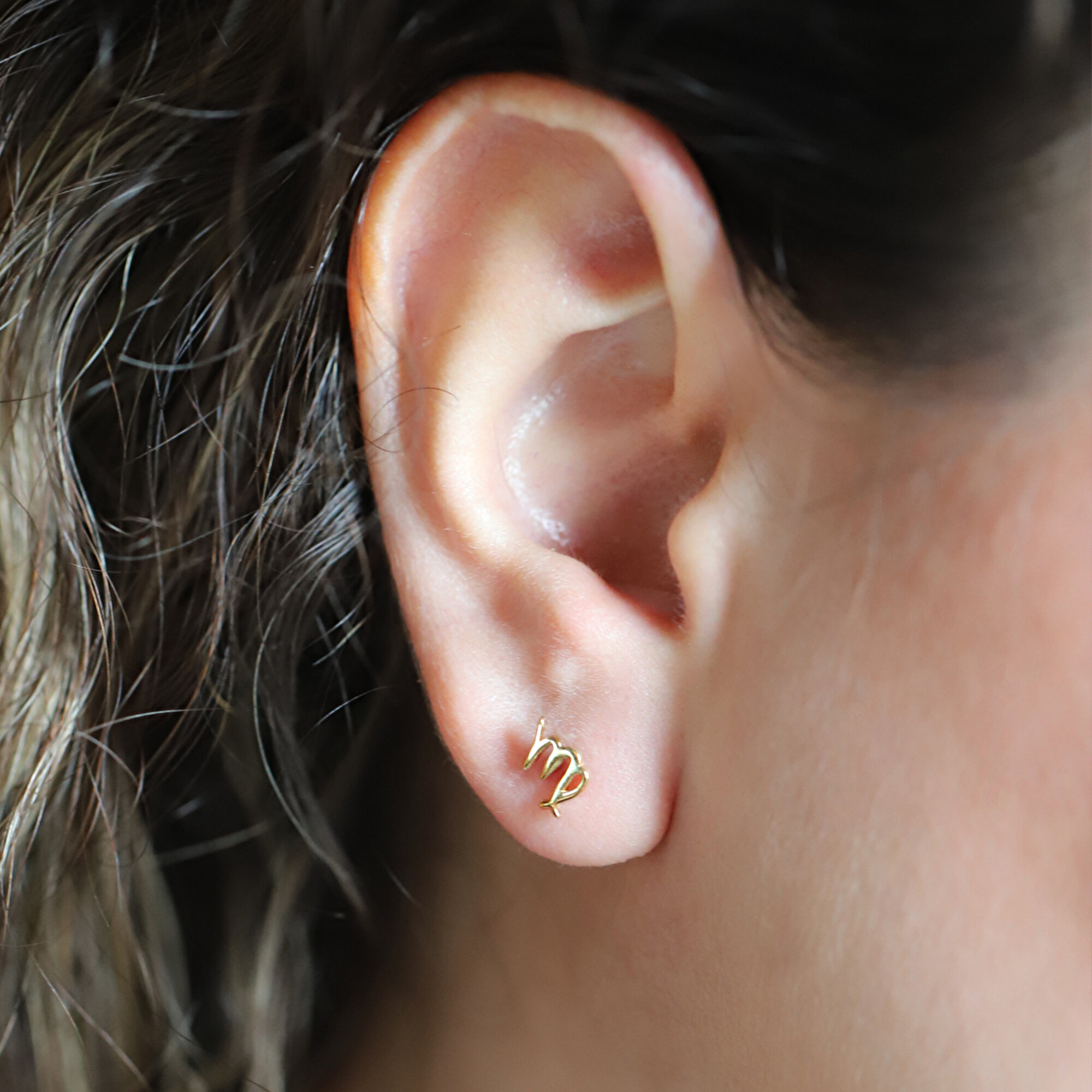 14 Ayar Sarı Altın Başak Burç Küpe