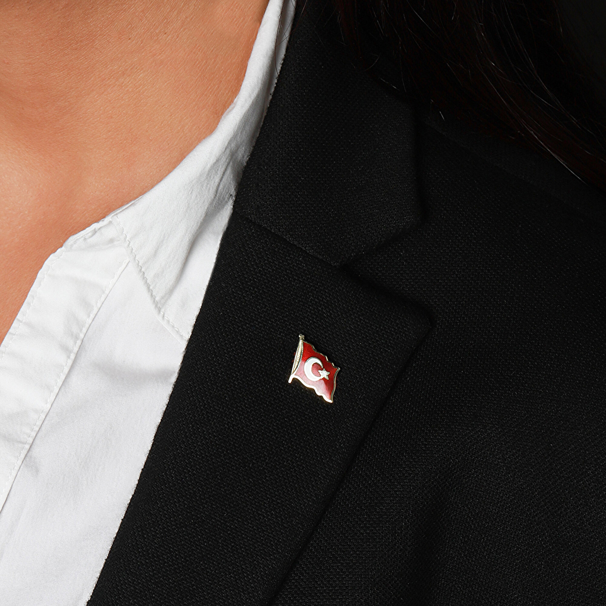 14 Ayar Sarı Altın Bayrak Rozet