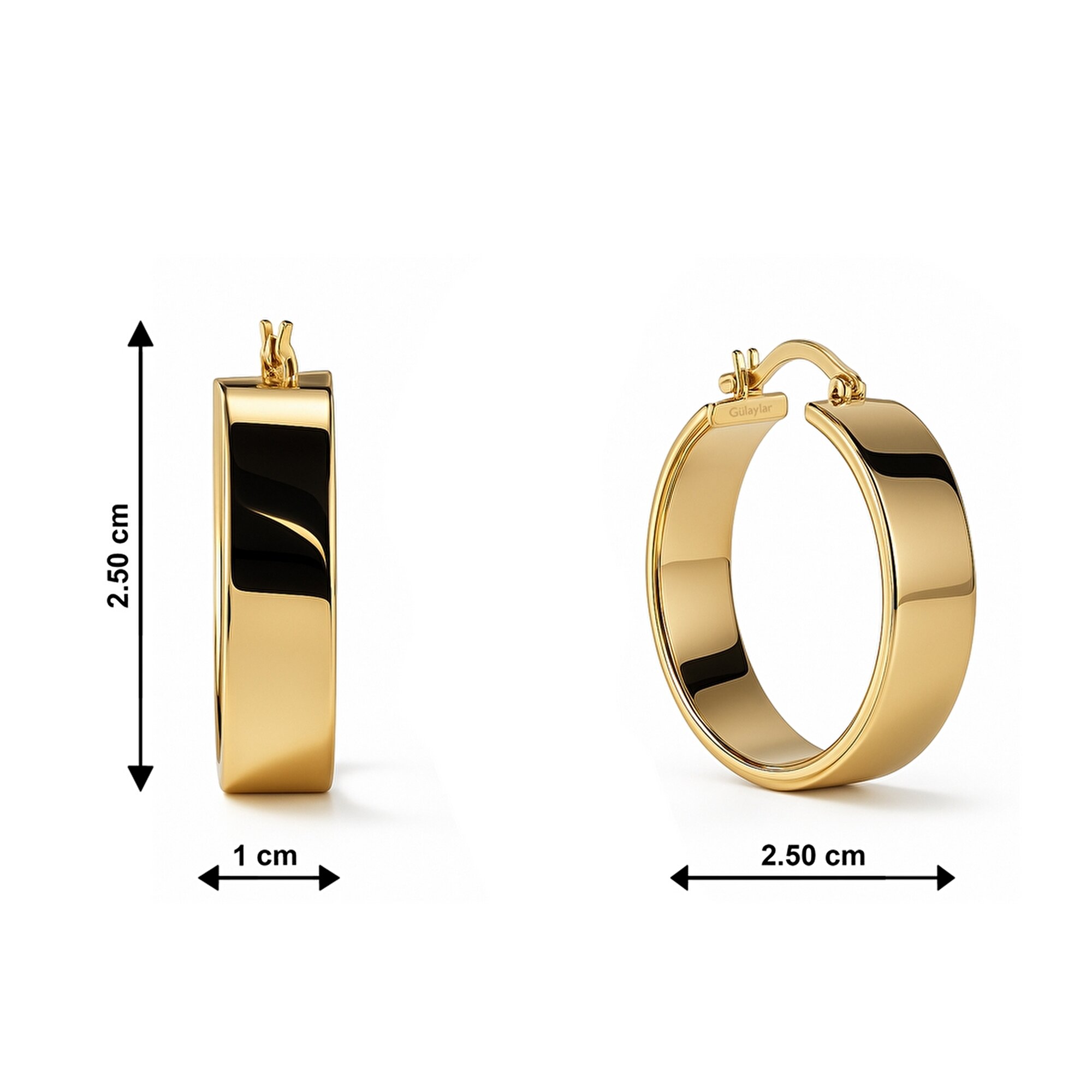 14 Ayar Sarı Altın Bombe Halka Küpe