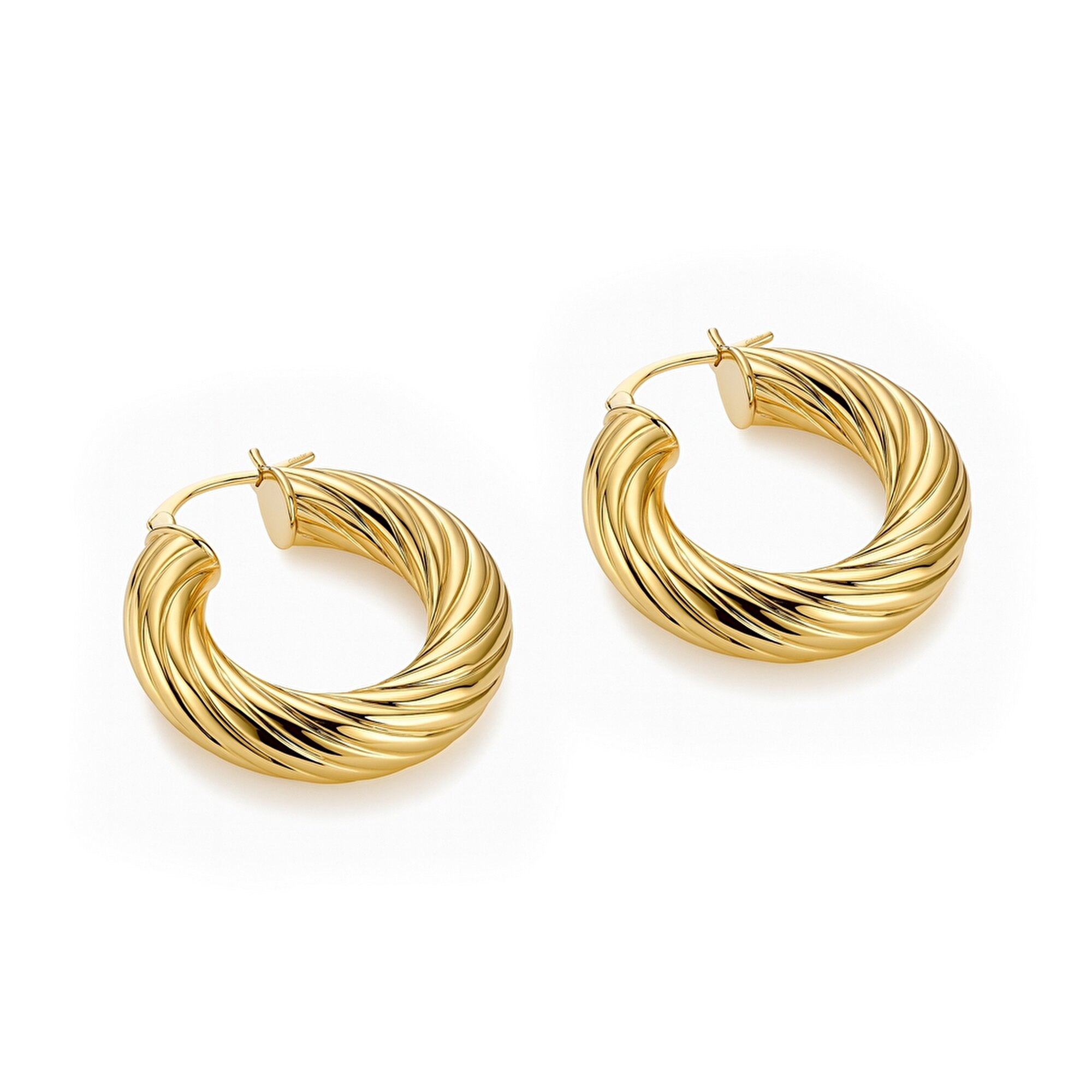 14 Ayar Sarı Altın Burgu Halka Küpe