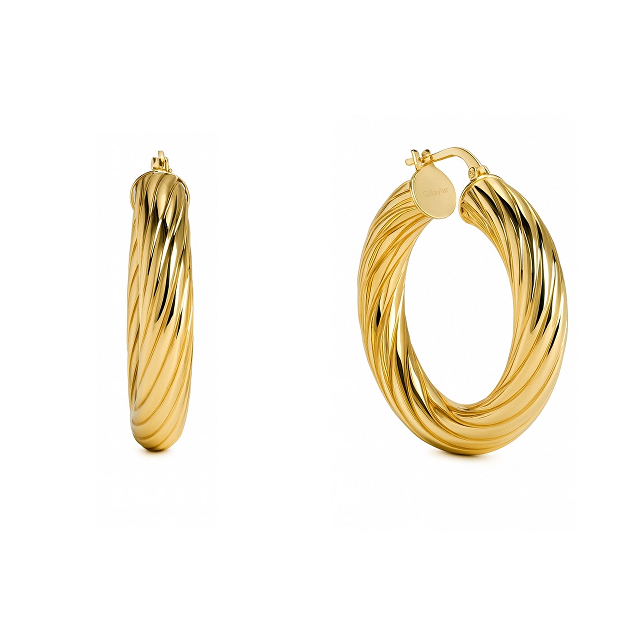 14 Ayar Sarı Altın Burgu Halka Küpe