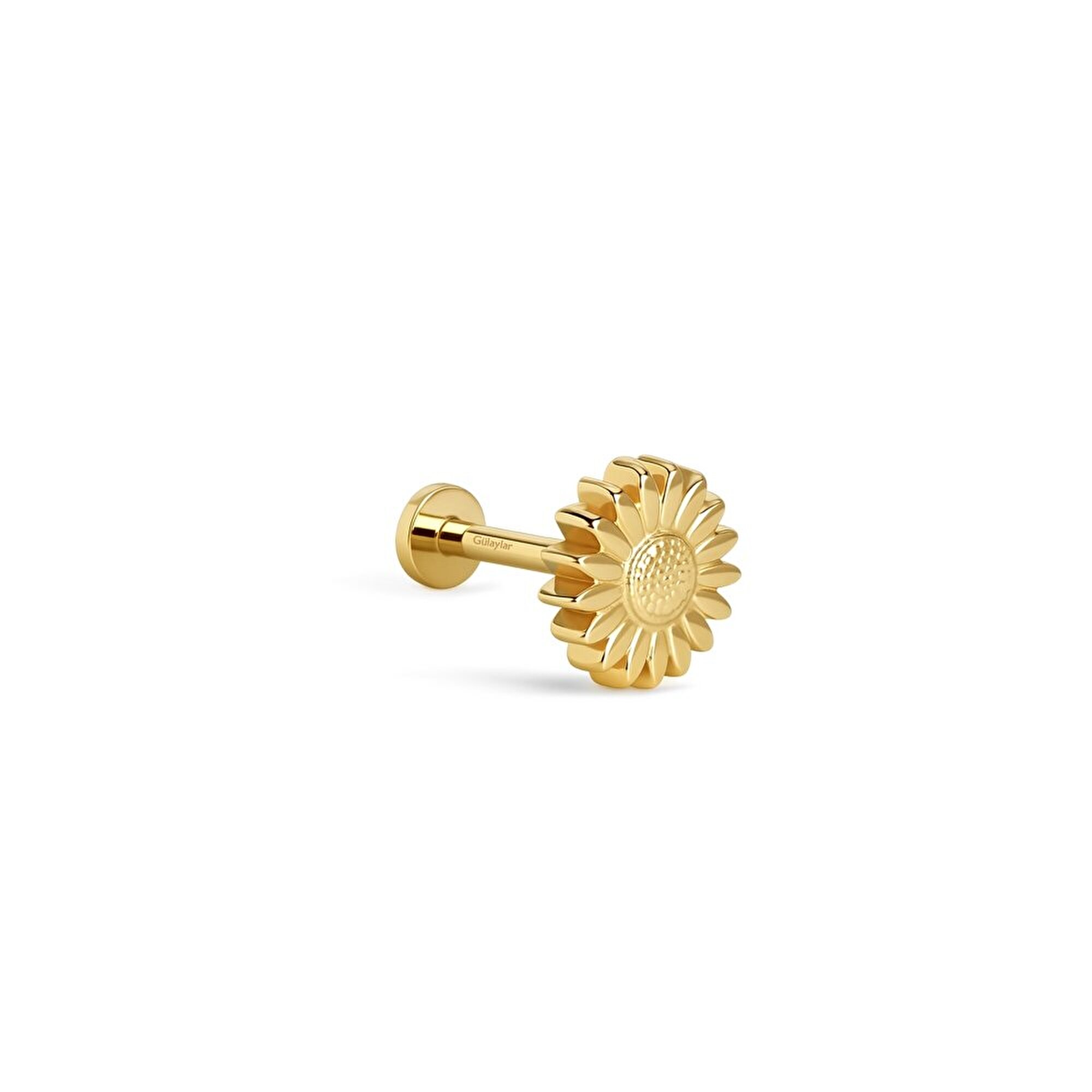 14 Ayar Sarı Altın Çiçek Tragus Piercing
