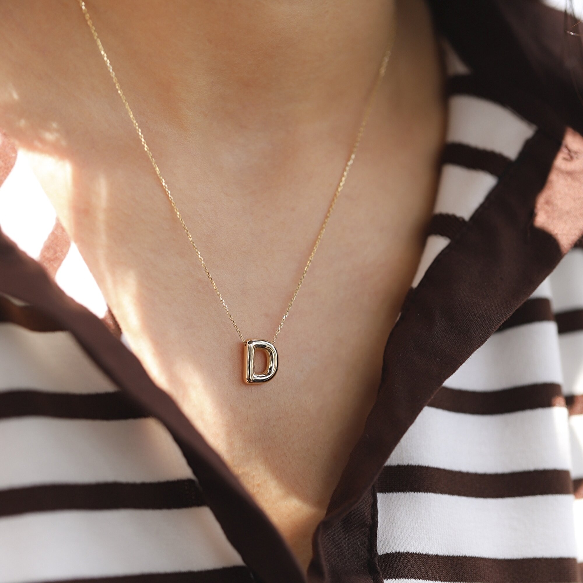 14 Ayar D Harf Bubble Kolye