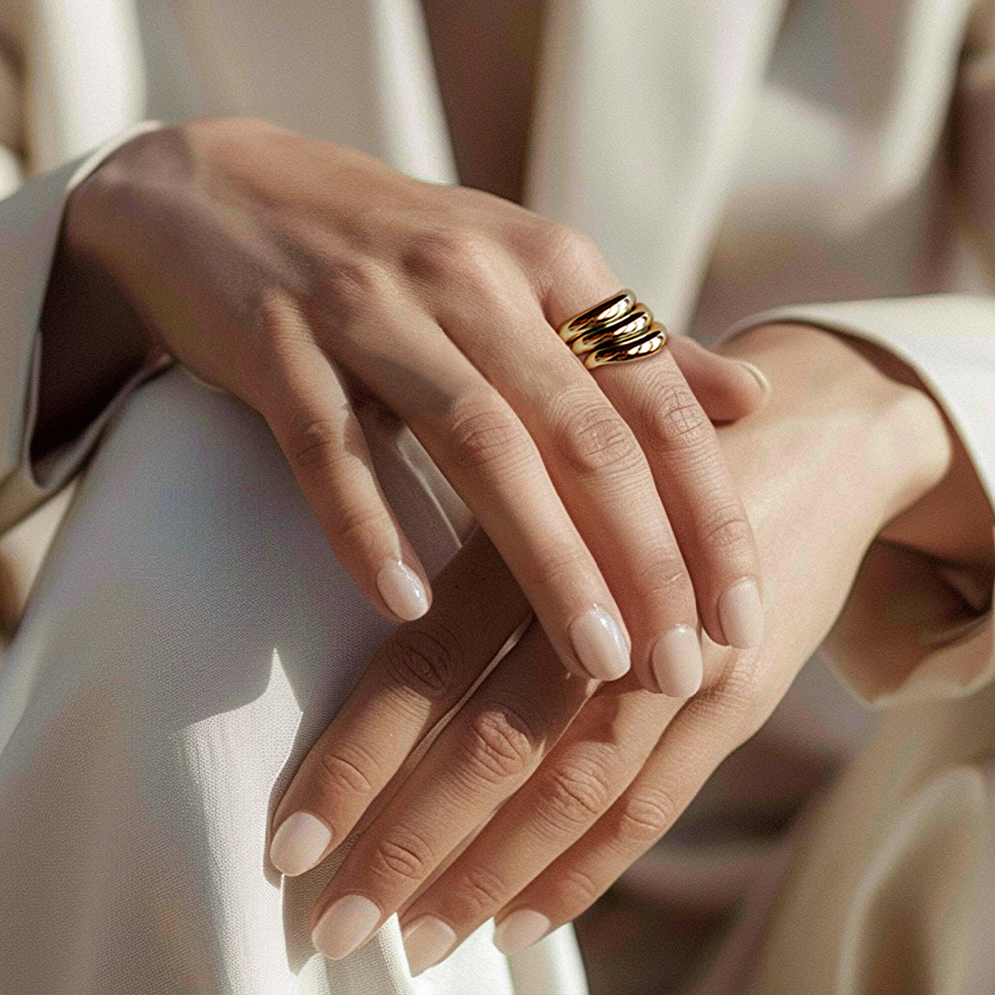 14 Ayar Sarı Altın Dalga Yüzük