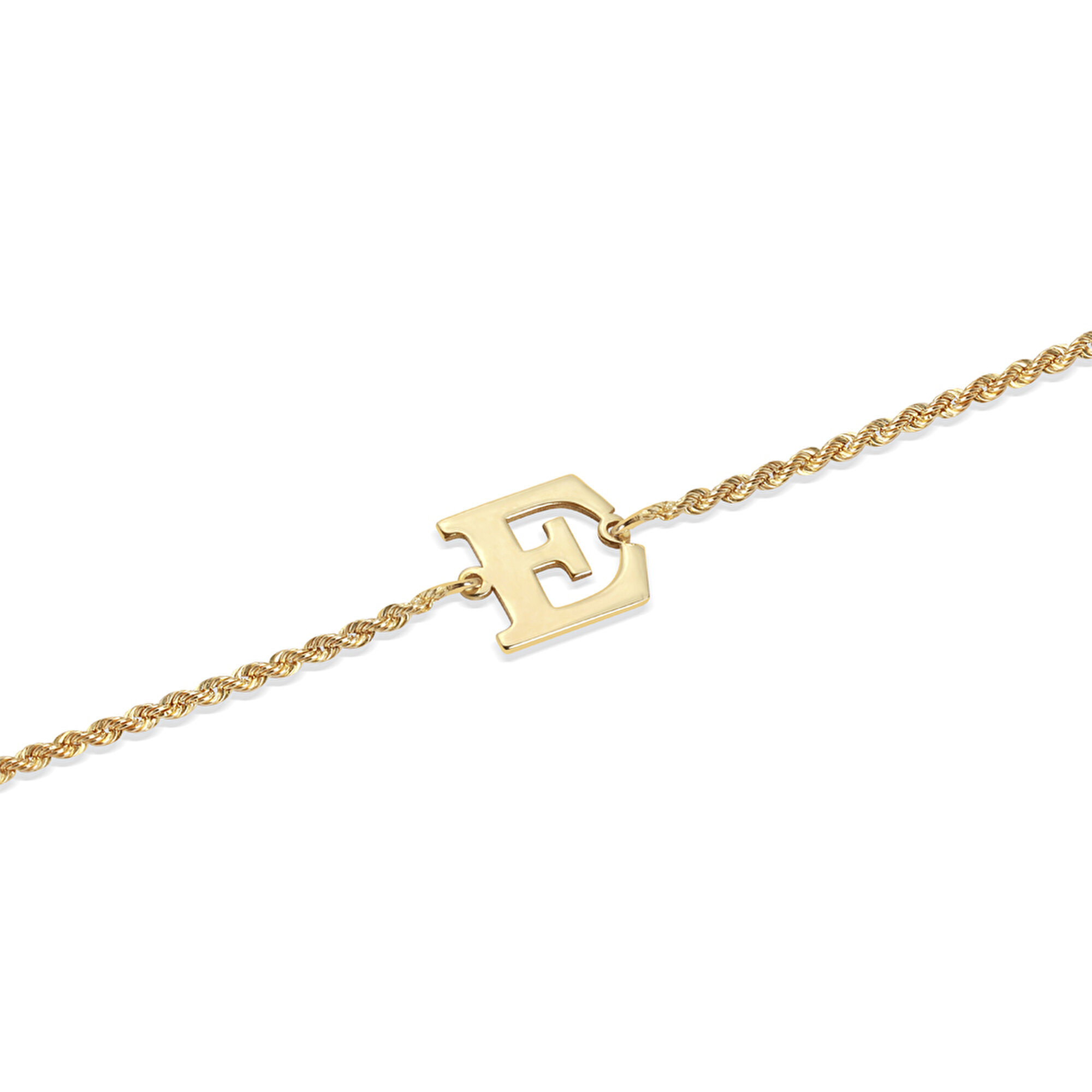 14 Ayar Sarı Altın Kişiye Özel Harf Bileklik