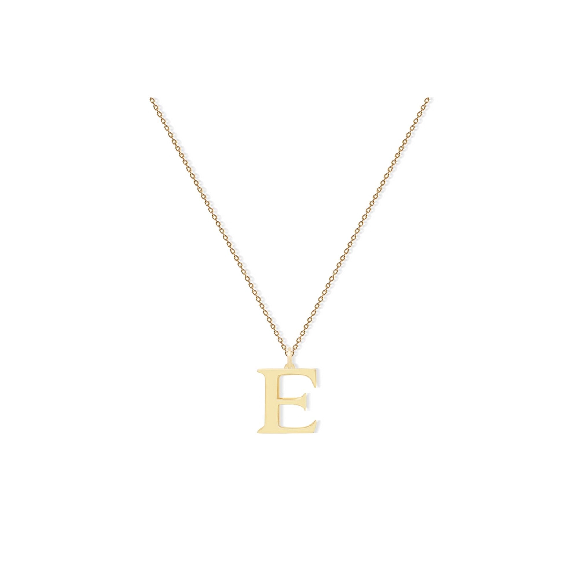 14 Ayar Sarı Altın E Harf Kolye