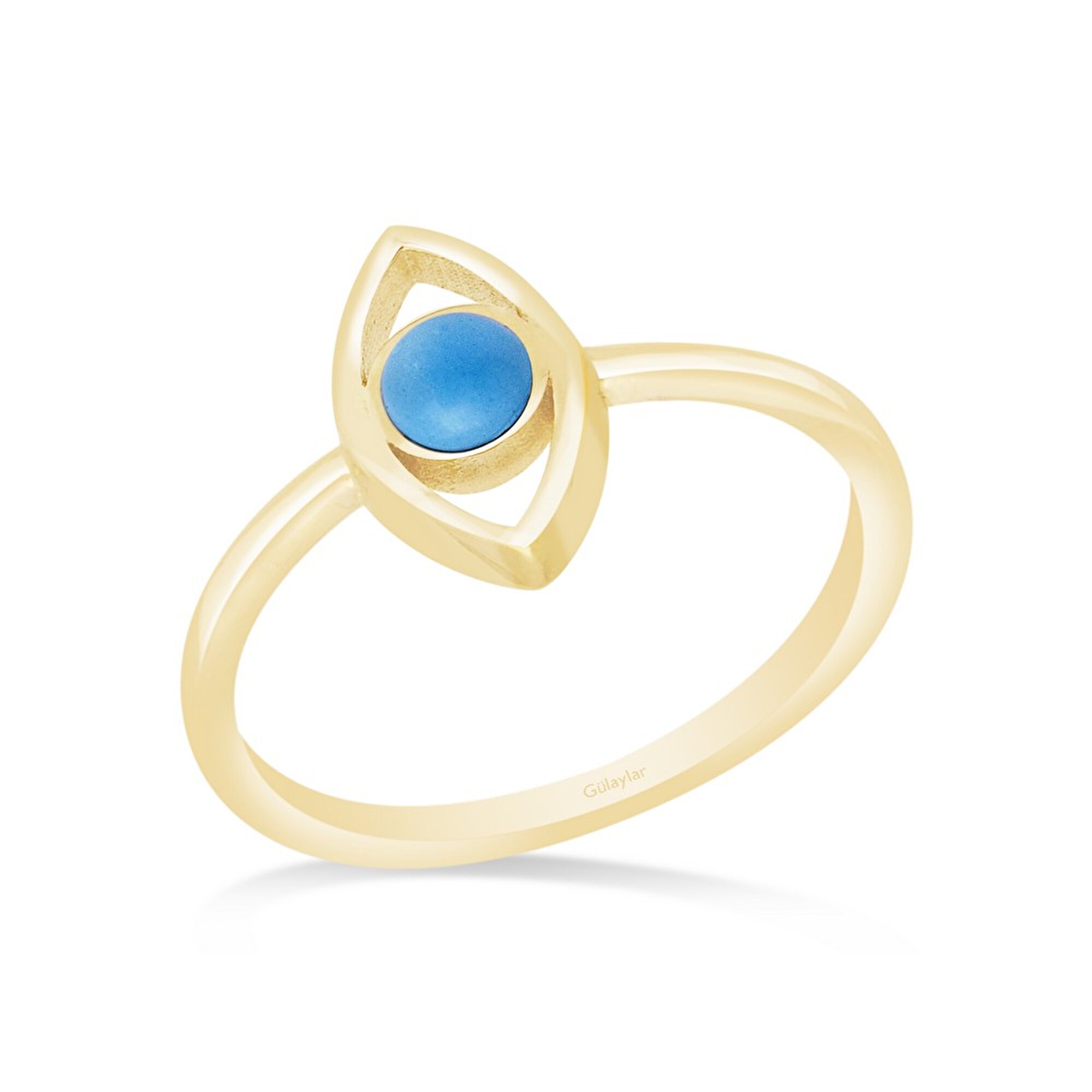 14 Ayar Sarı Altın Firuze Taşlı Yüzük