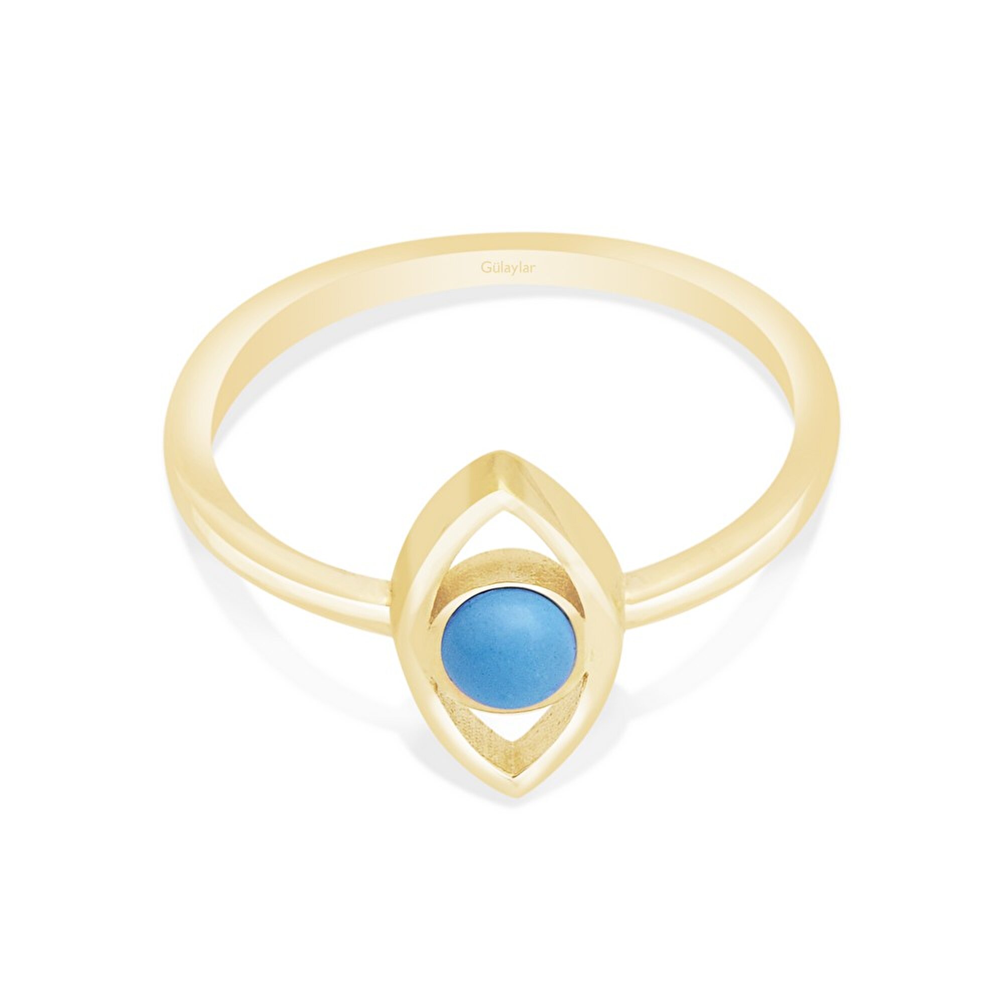 14 Ayar Sarı Altın Firuze Taşlı Yüzük