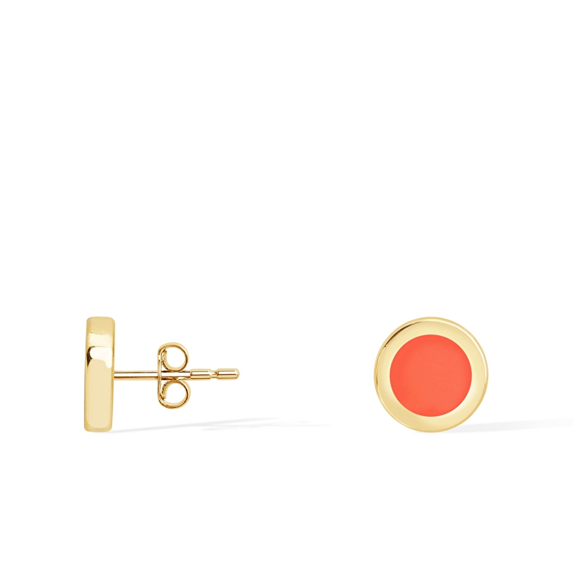 14 Ayar Turuncu Mineli Minimal Küpe