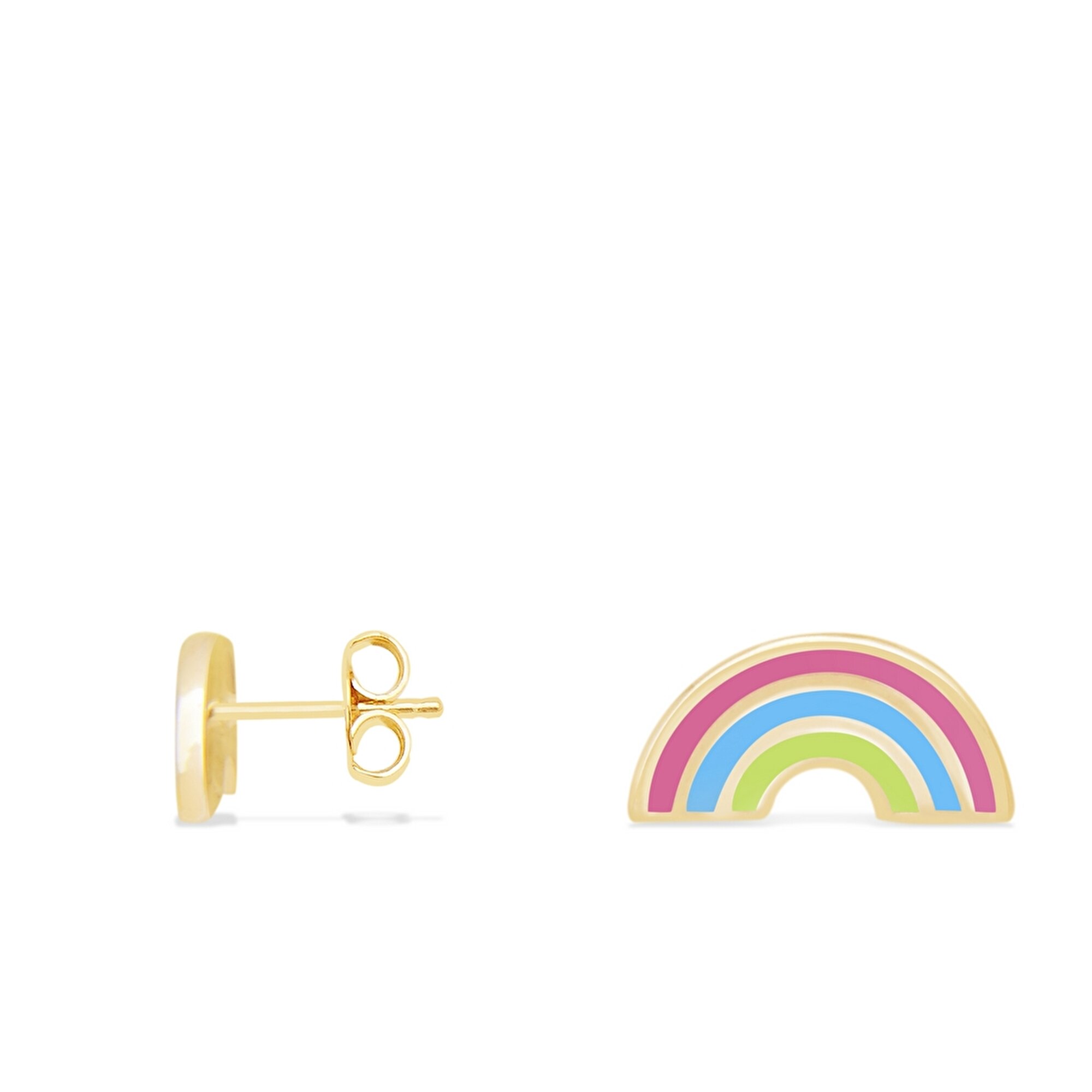 14 Ayar Sarı Altın Gökkuşağı Figürlü Küpe