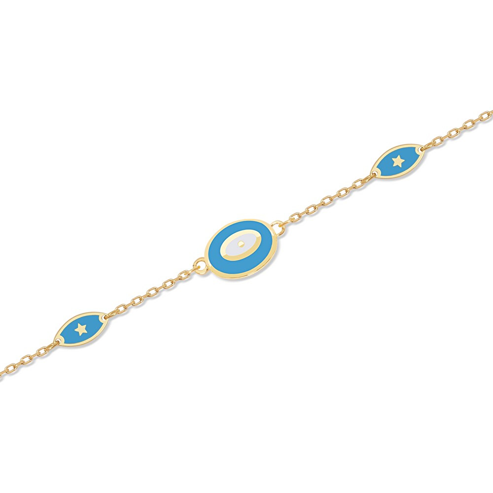 14 Ayar Sarı Altın Nazar Boncuklu Bileklik