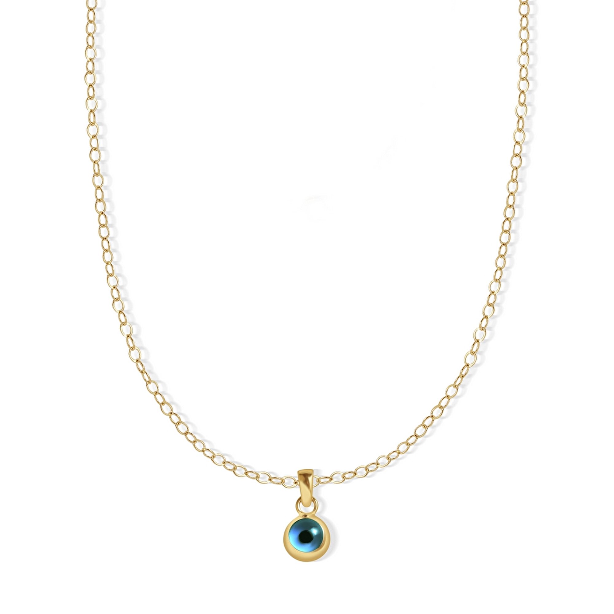 14 Ayar Sarı Altın Nazar Boncuğu Kolye