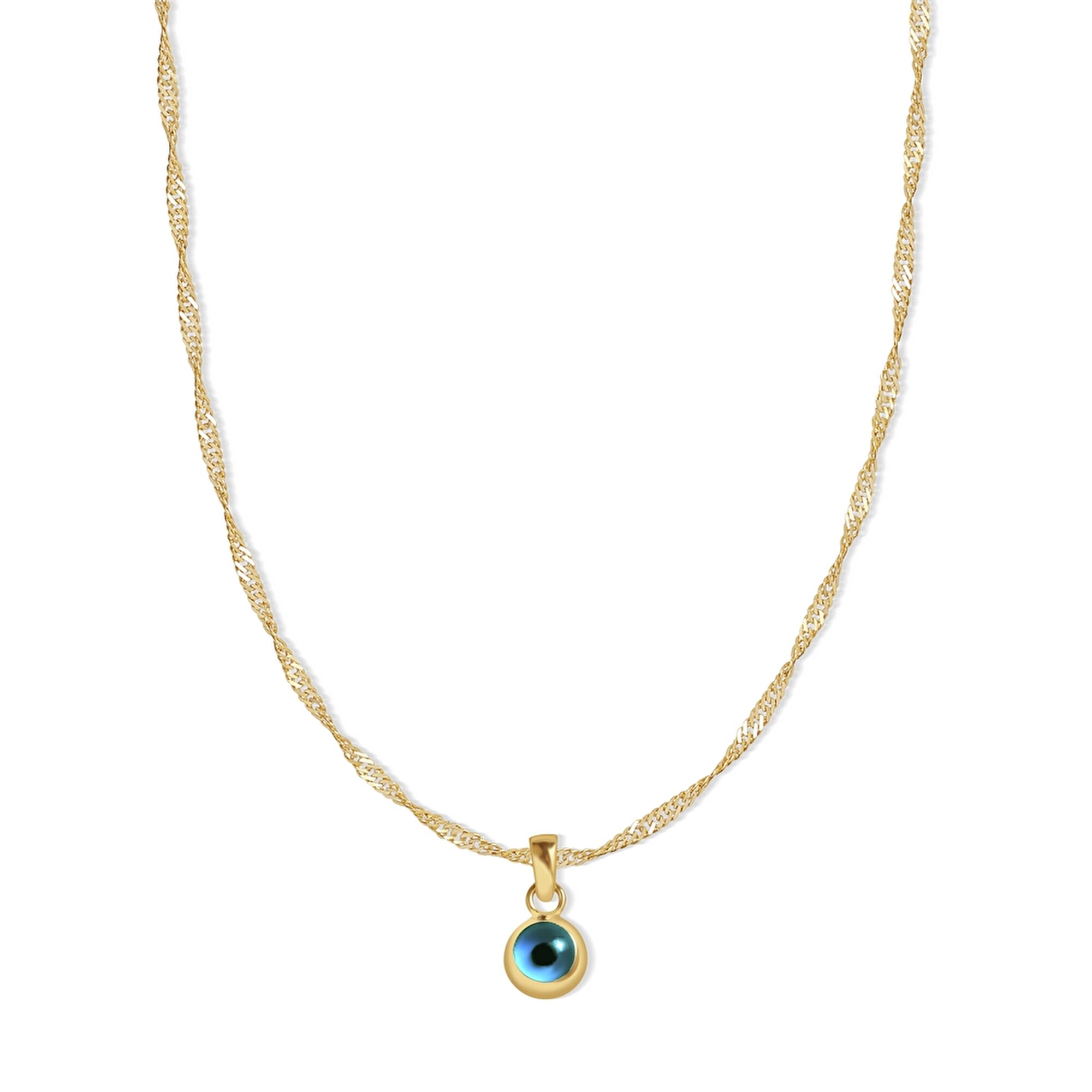 14 Ayar Sarı Altın Nazar Boncuğu Kolye