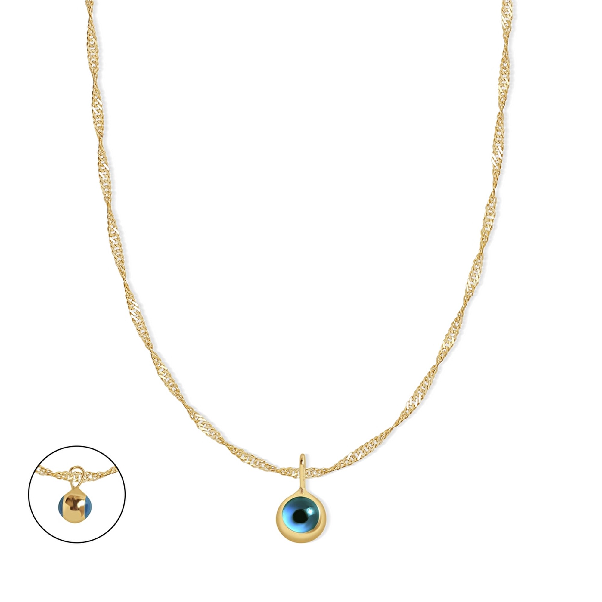 14 Ayar Sarı Altın Nazar Boncuğu Kolye