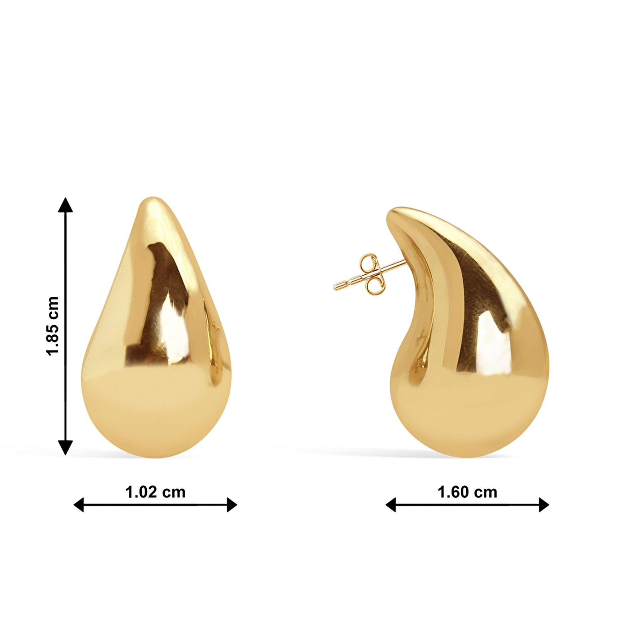 14 Ayar Sarı Altın Gözyaşı Damlası Küpe