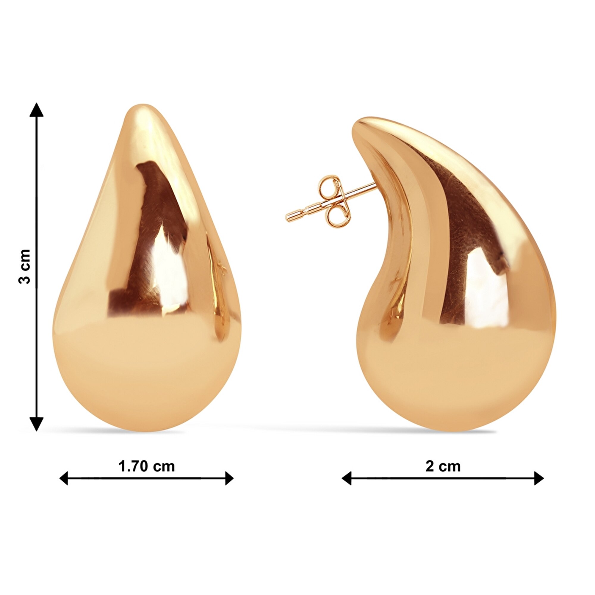 14 Ayar Sarı Altın Gözyaşı Damlası Küpe