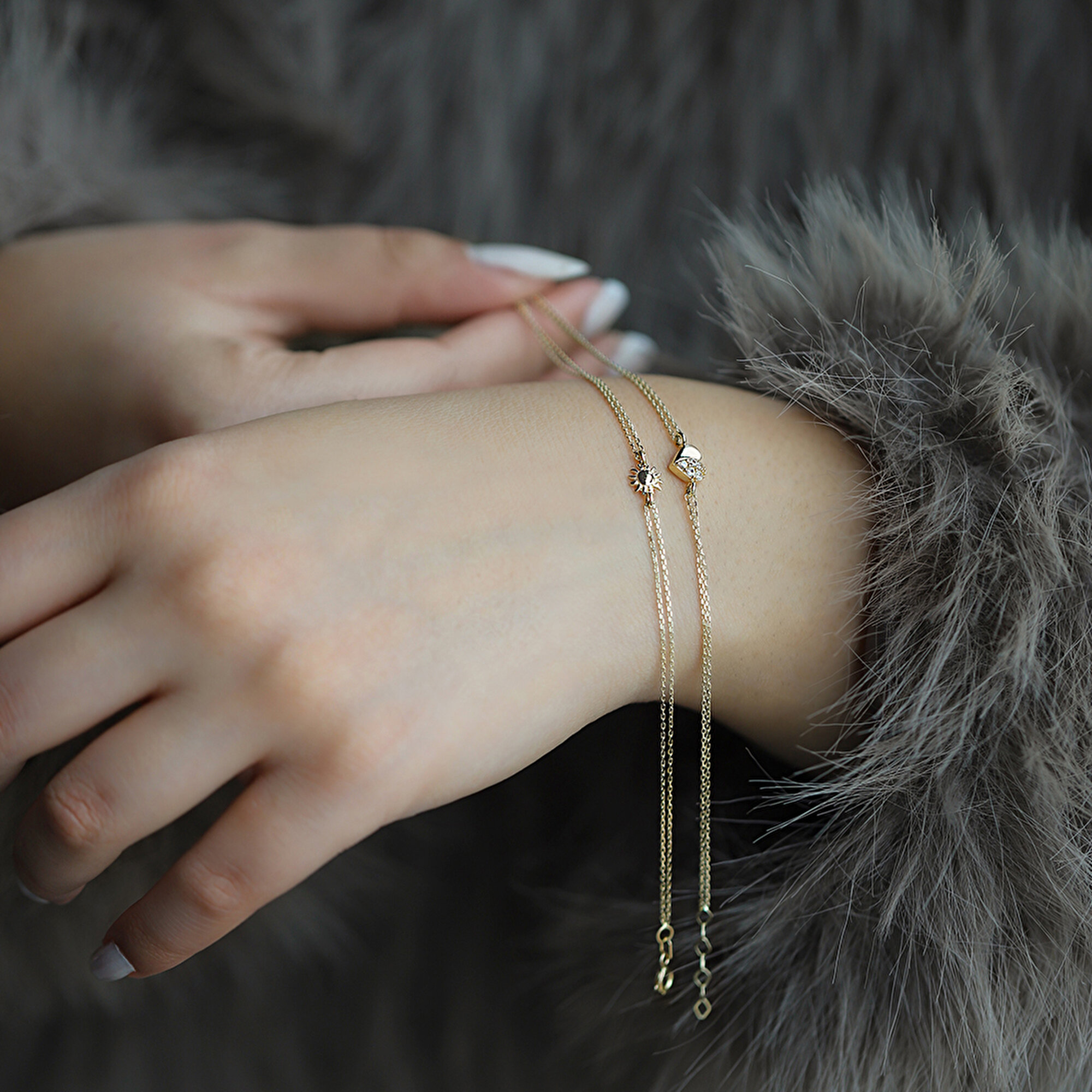 14 Ayar Sarı Altın Güneş Minimal Bileklik