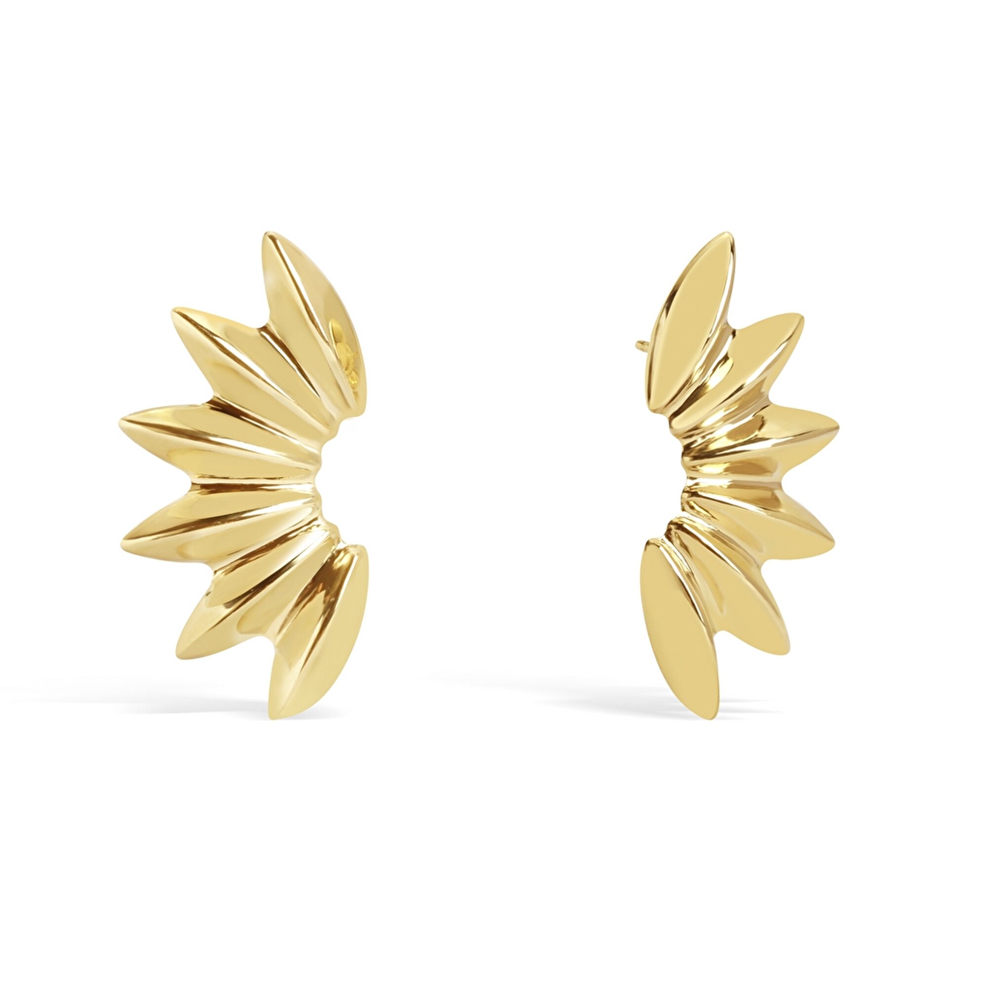 14 Ayar Sarı Altın Güneş Küpe