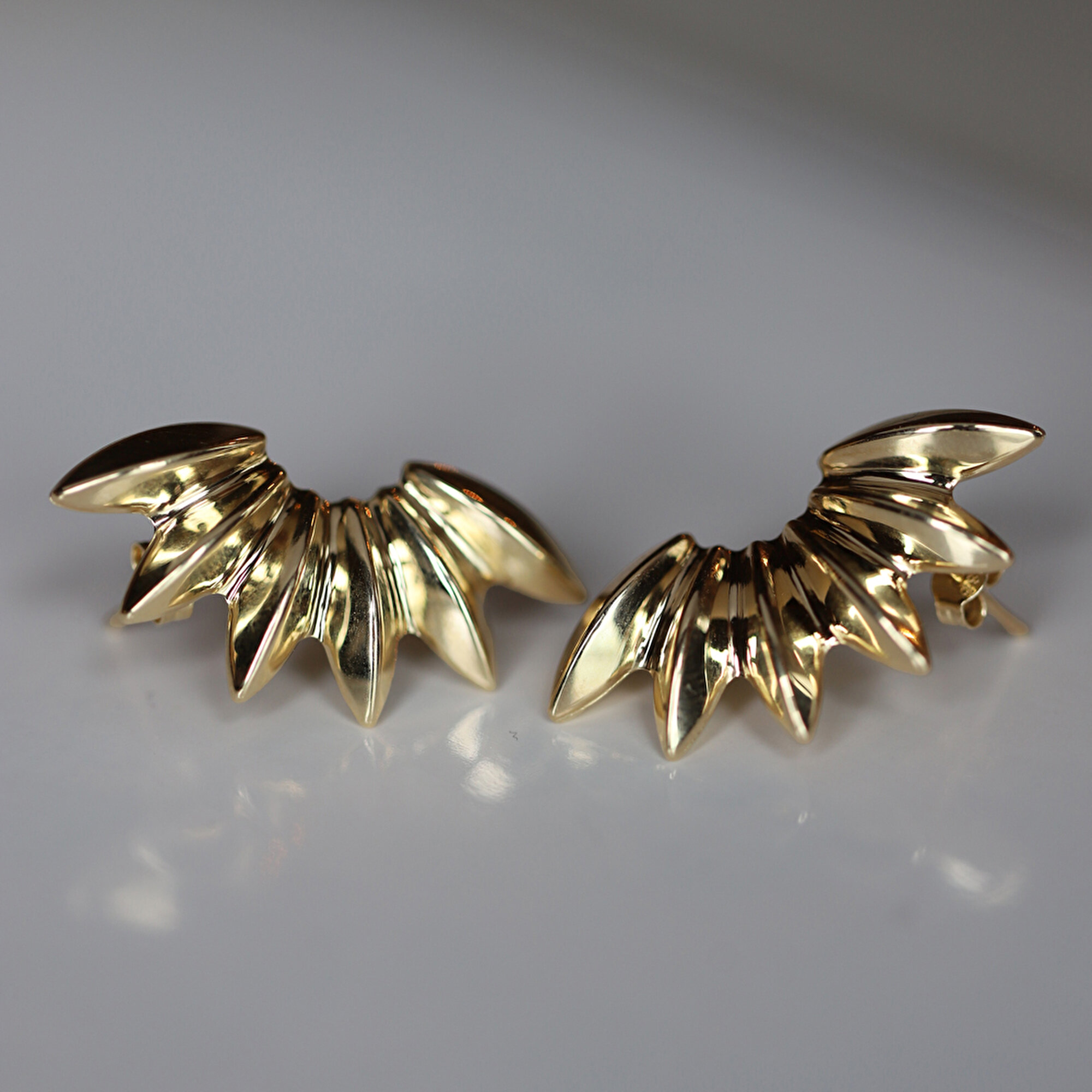 14 Ayar Sarı Altın Güneş Küpe