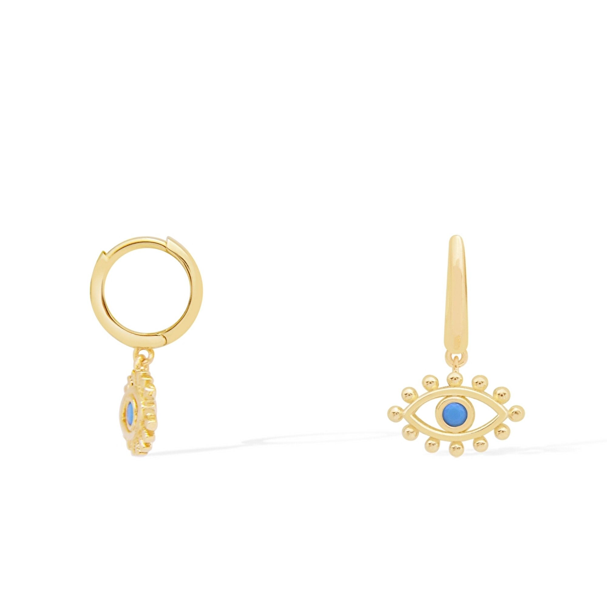 14 Ayar Sarı Altın Sallantılı Taşlı Küpe