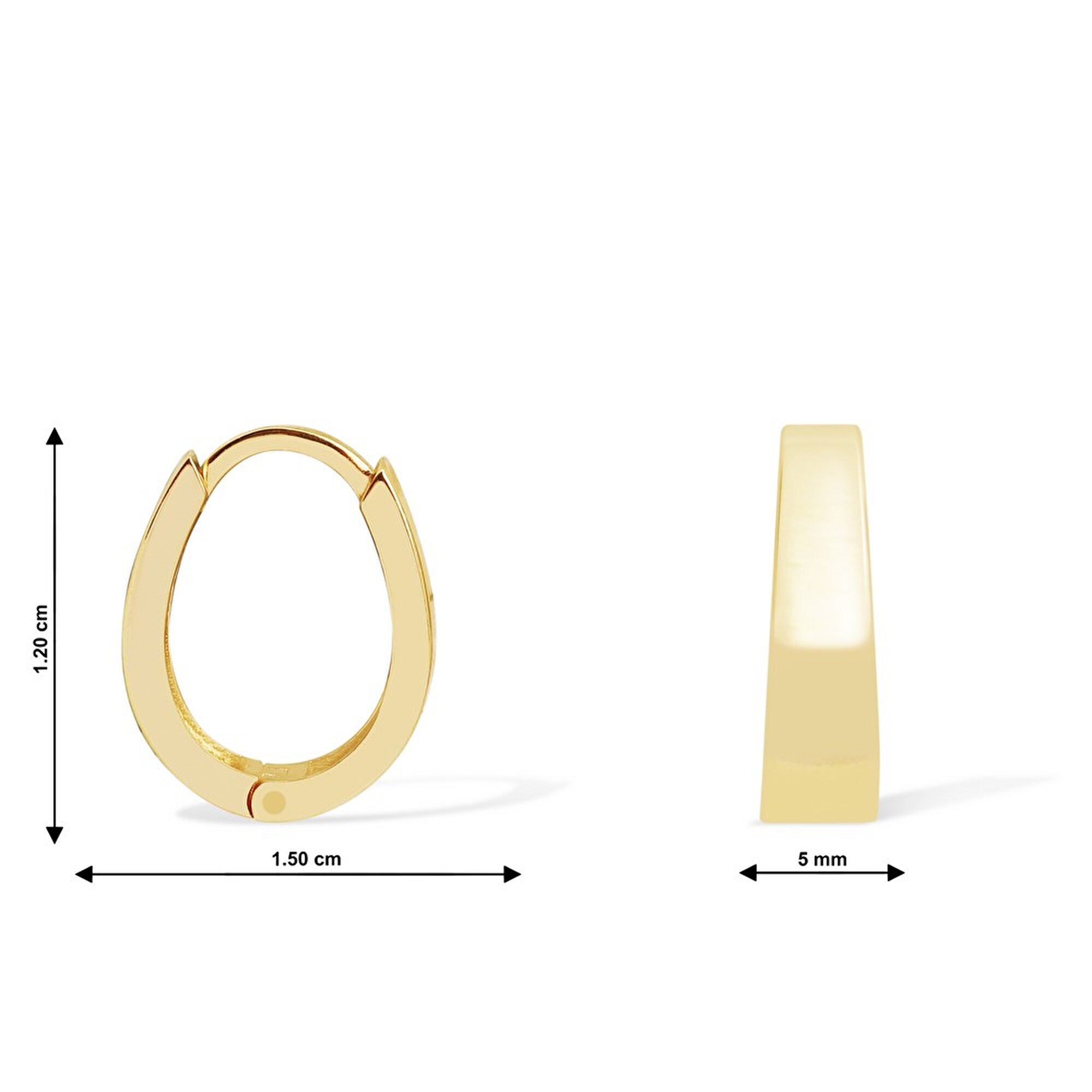 14 Ayar Sarı Altın Oval Halka Küpe