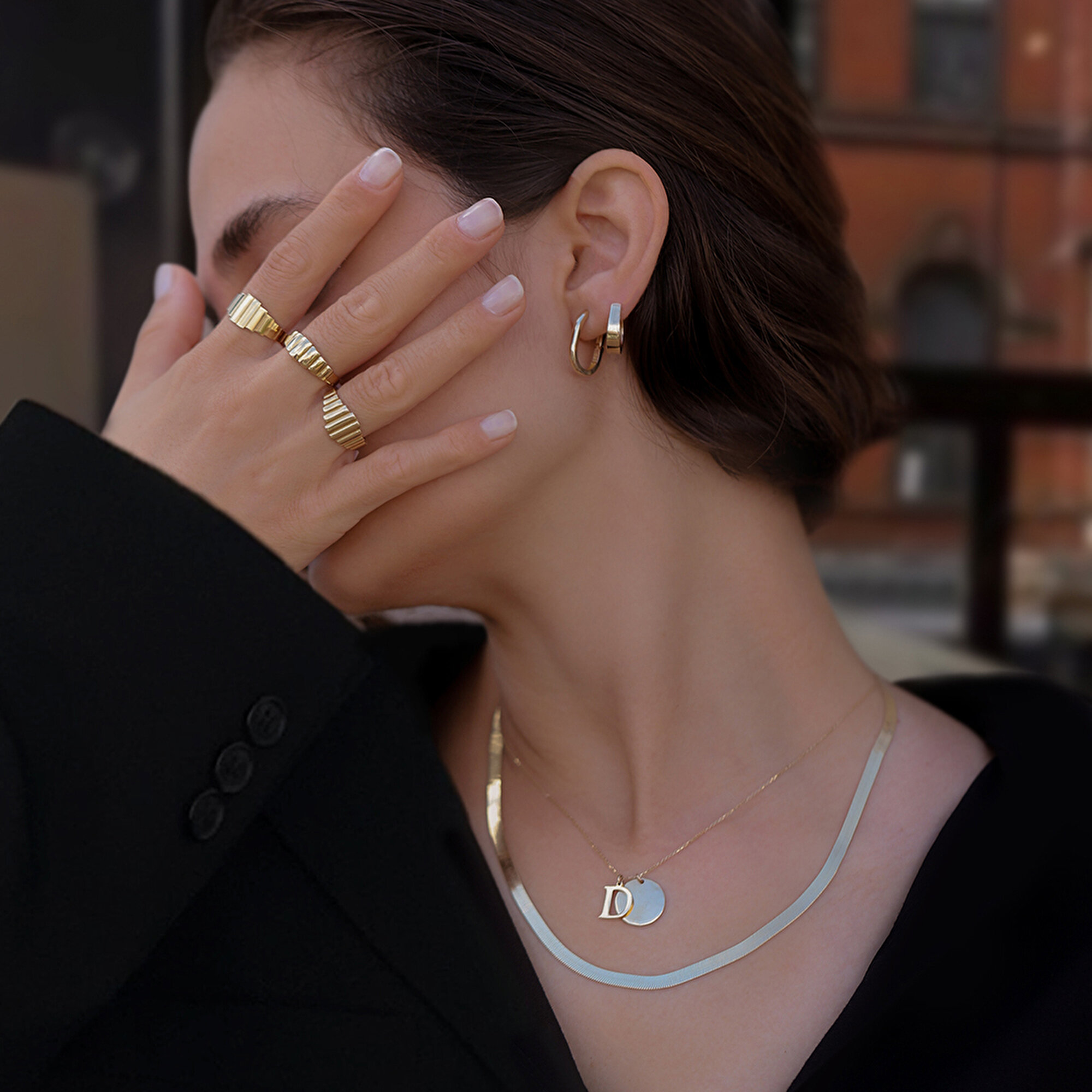 14 Ayar Sarı Altın Oval Halka Küpe