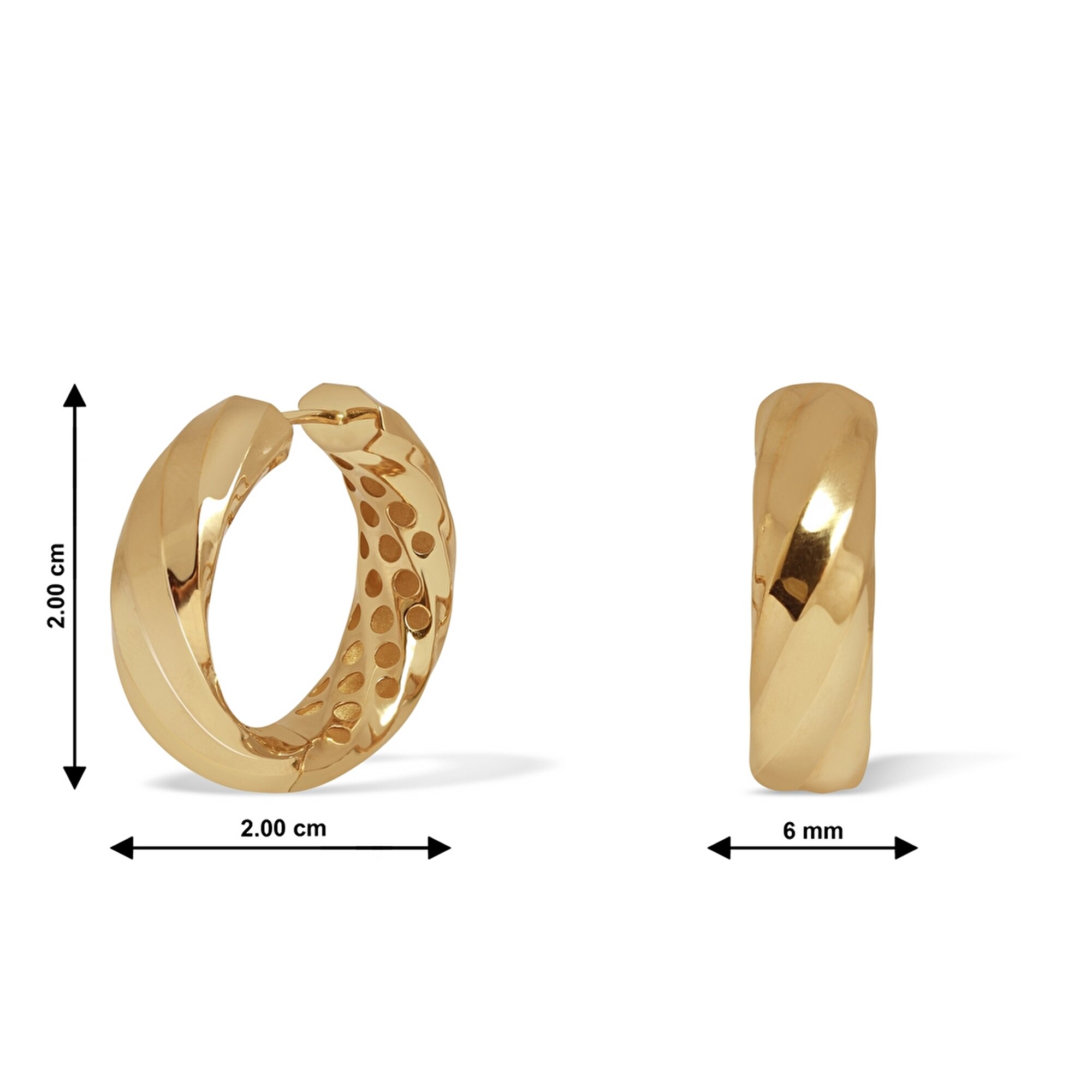 14 Ayar Sarı Altın Halka Küpe