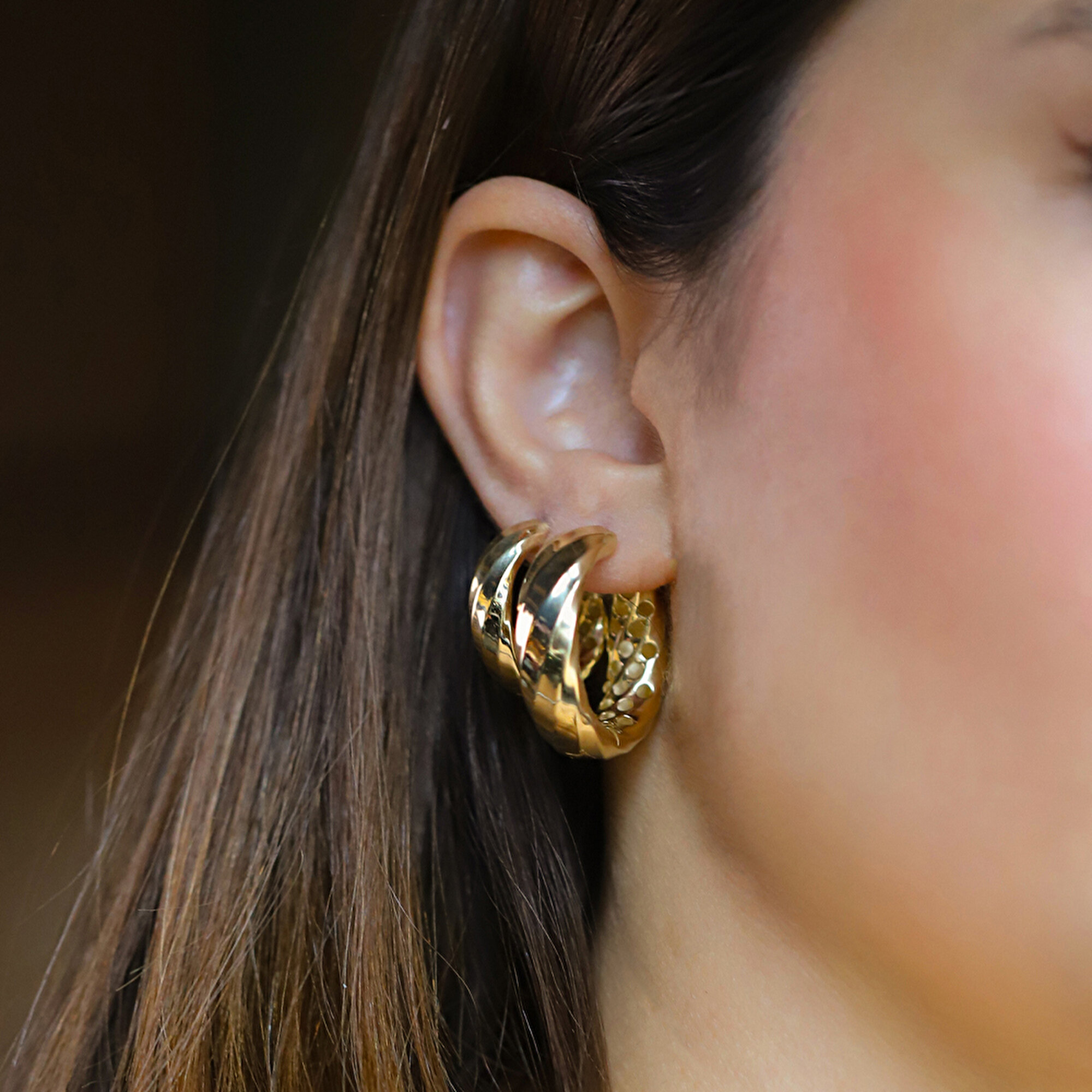 14 Ayar Sarı Altın Halka Küpe