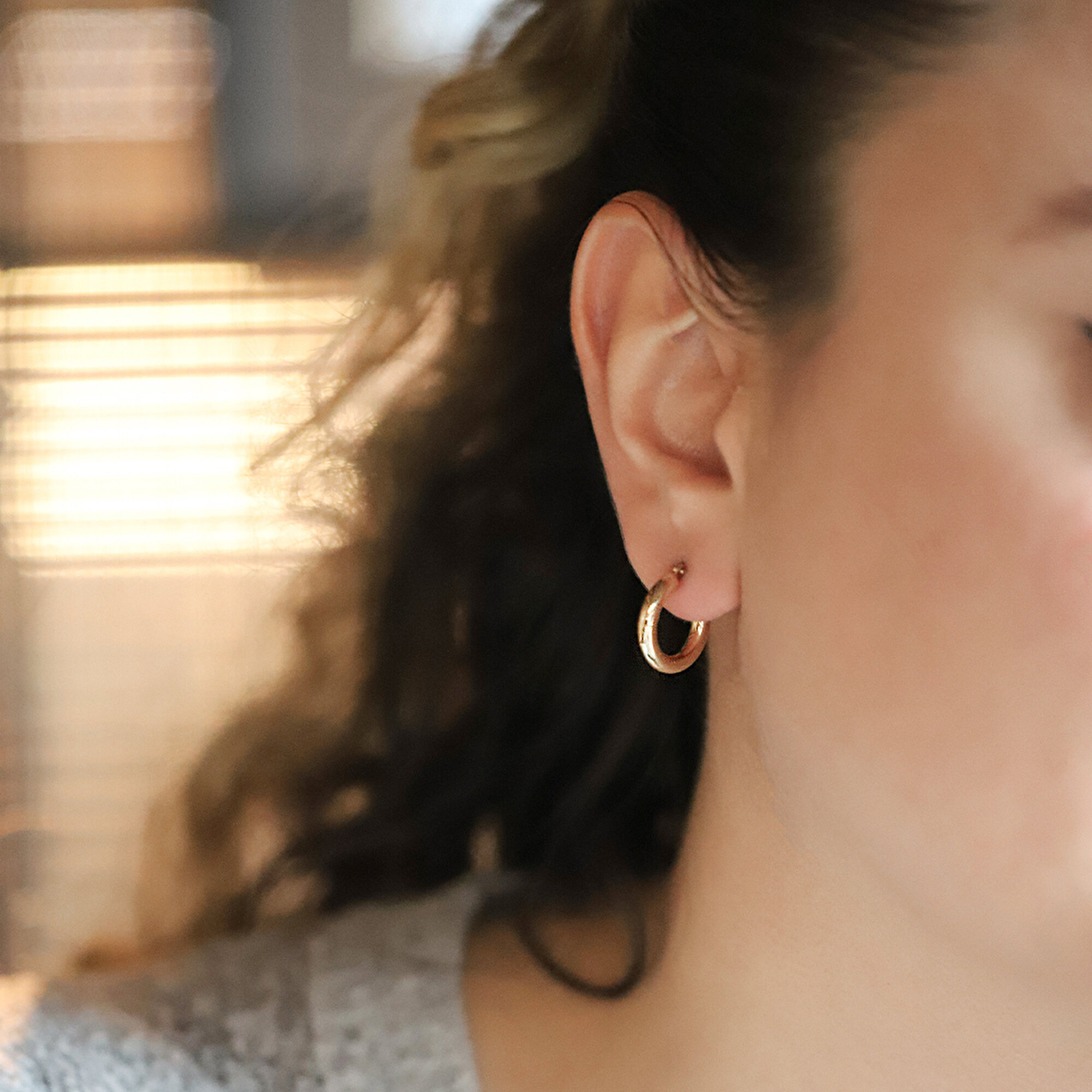 14 Ayar Sarı Altın Halka Küpe