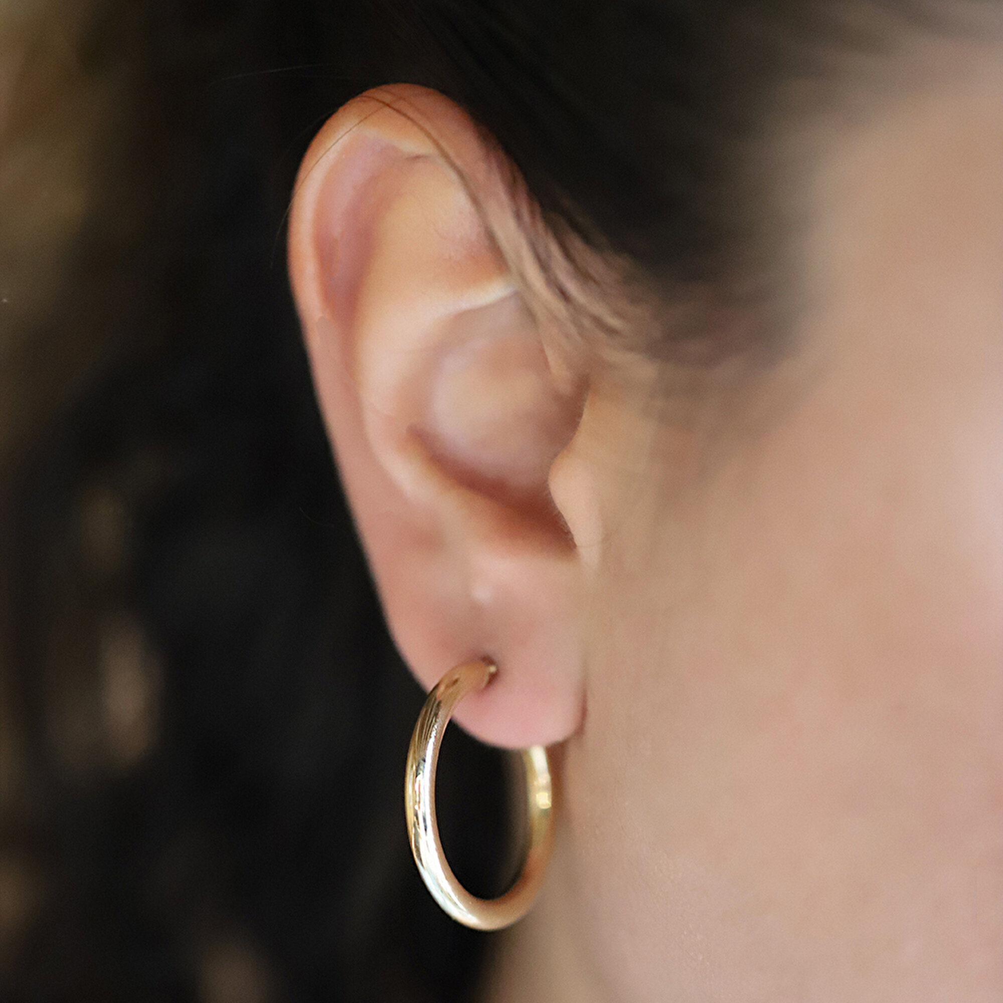 14 Ayar Sarı Altın Halka Küpe