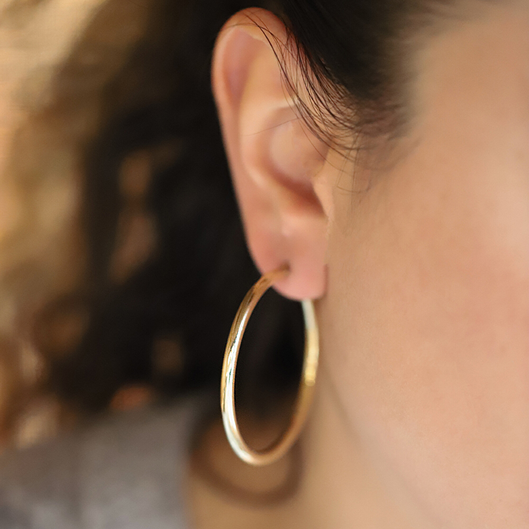 14 Ayar Sarı Altın Halka Küpe