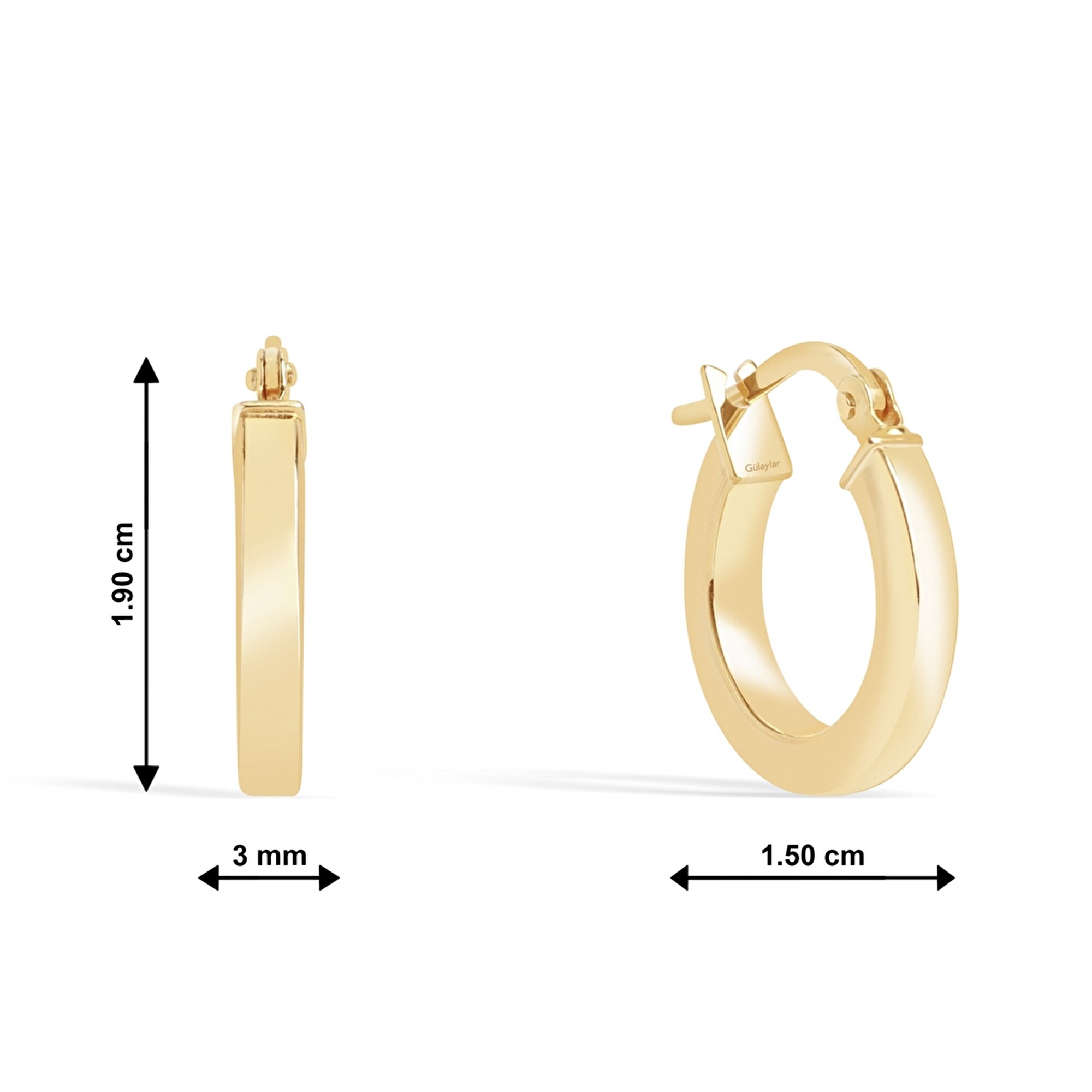 14 Ayar Sarı Altın Halka Küpe