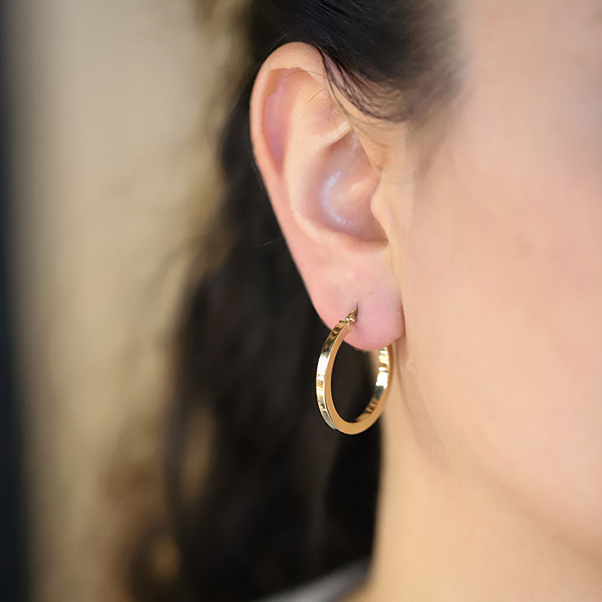 14 Ayar Sarı Altın Halka Küpe