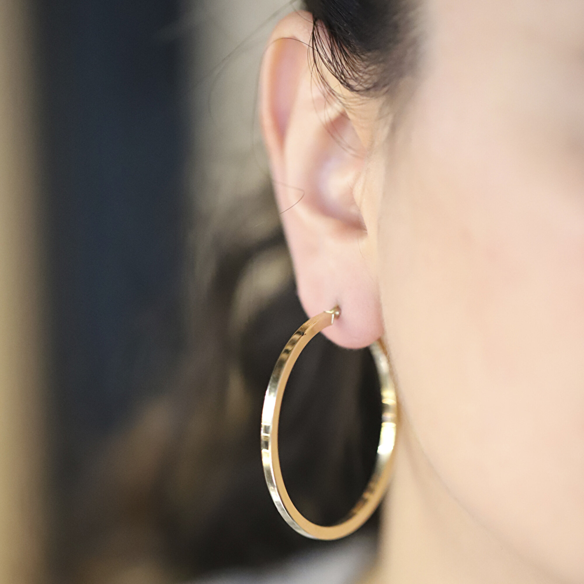 14 Ayar Sarı Altın Halka Küpe