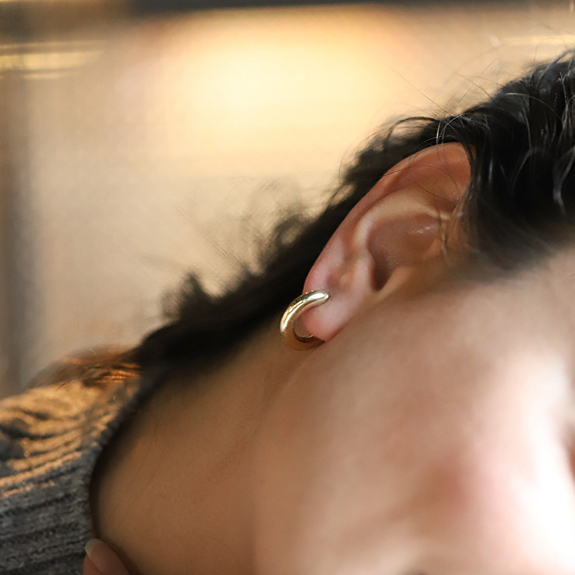 14 Ayar Sarı Altın Halka Küpe