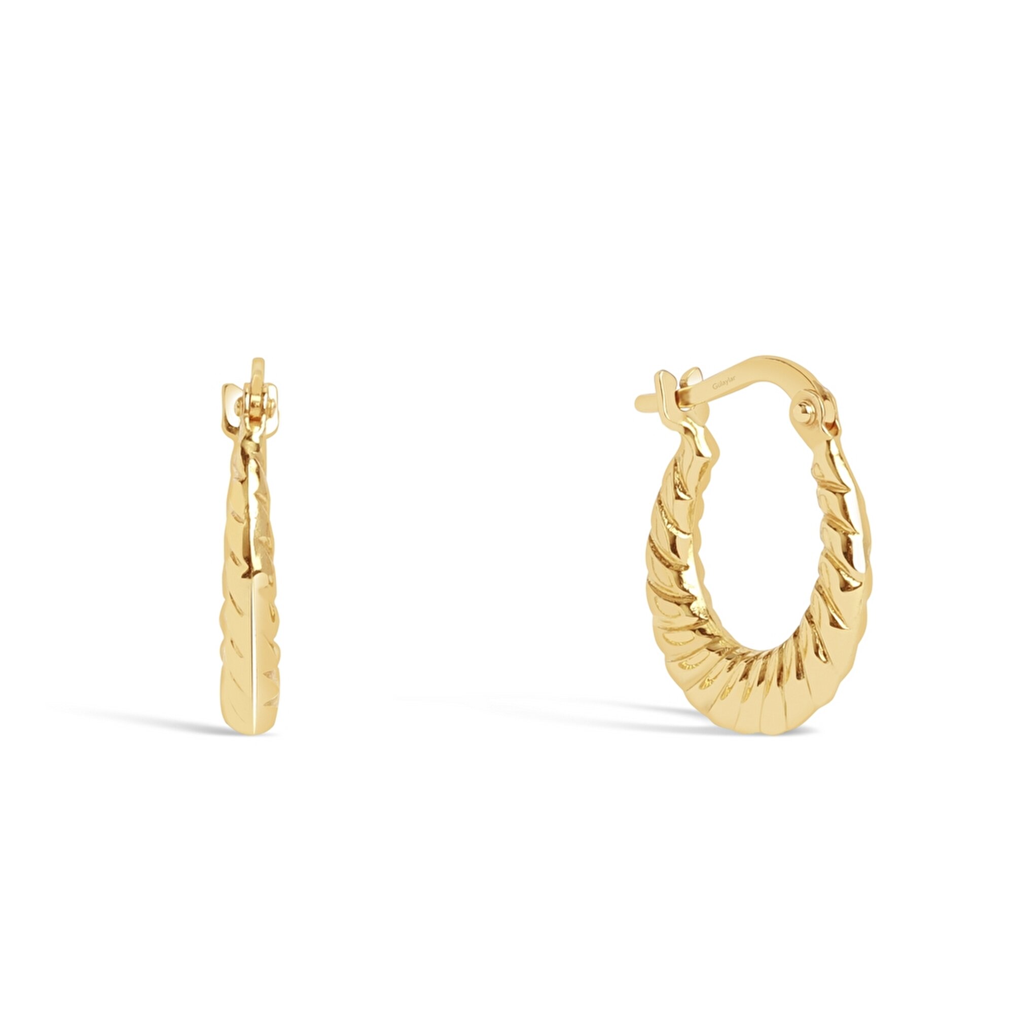 14 Ayar Sarı Altın Burgu Halka Küpe