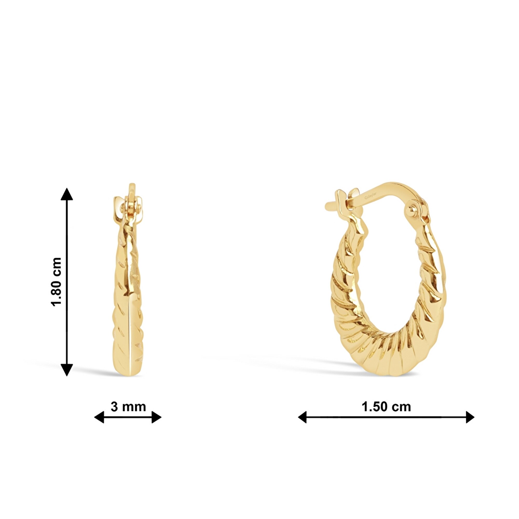 14 Ayar Sarı Altın Burgu Halka Küpe