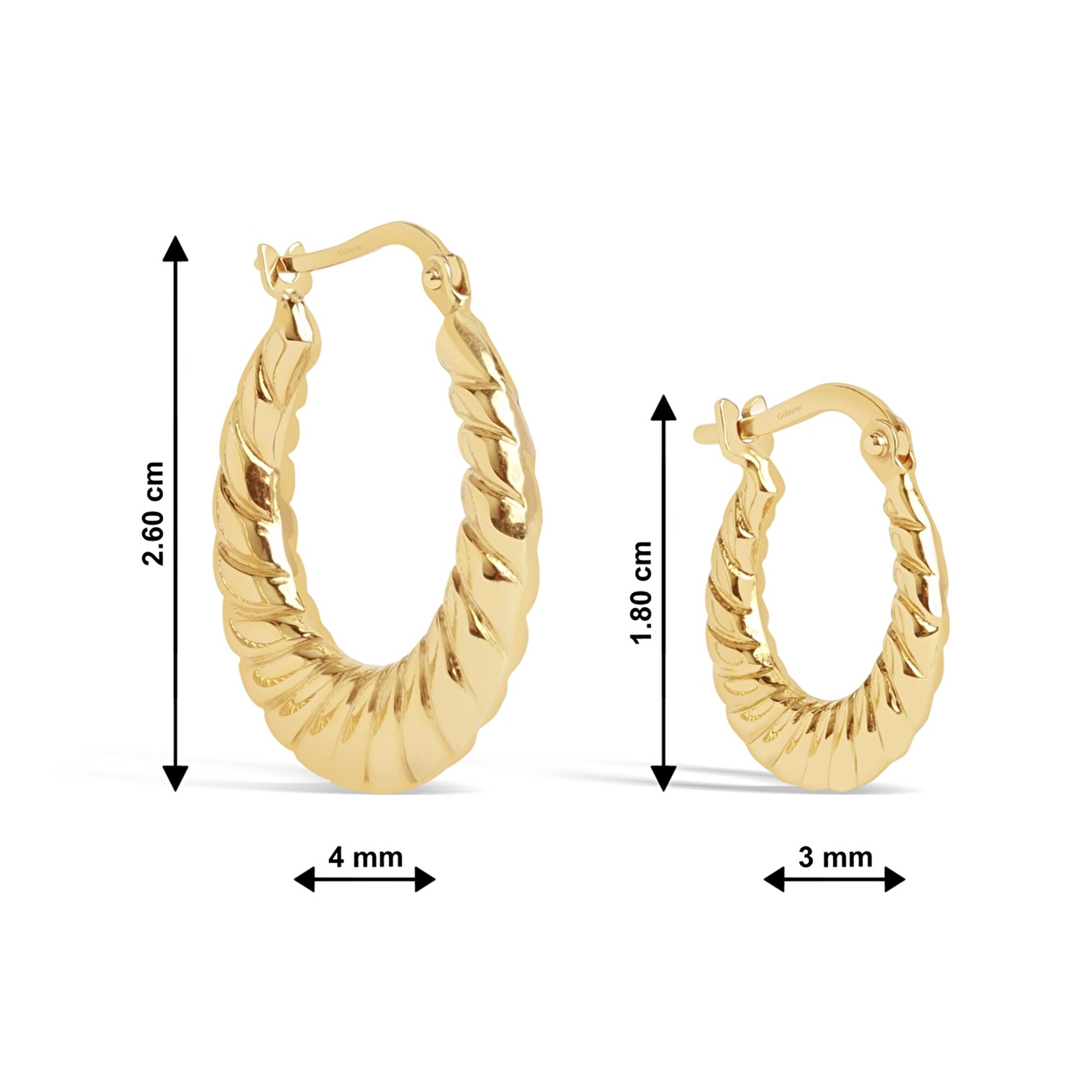 14 Ayar Sarı Altın Burgu Halka Küpe